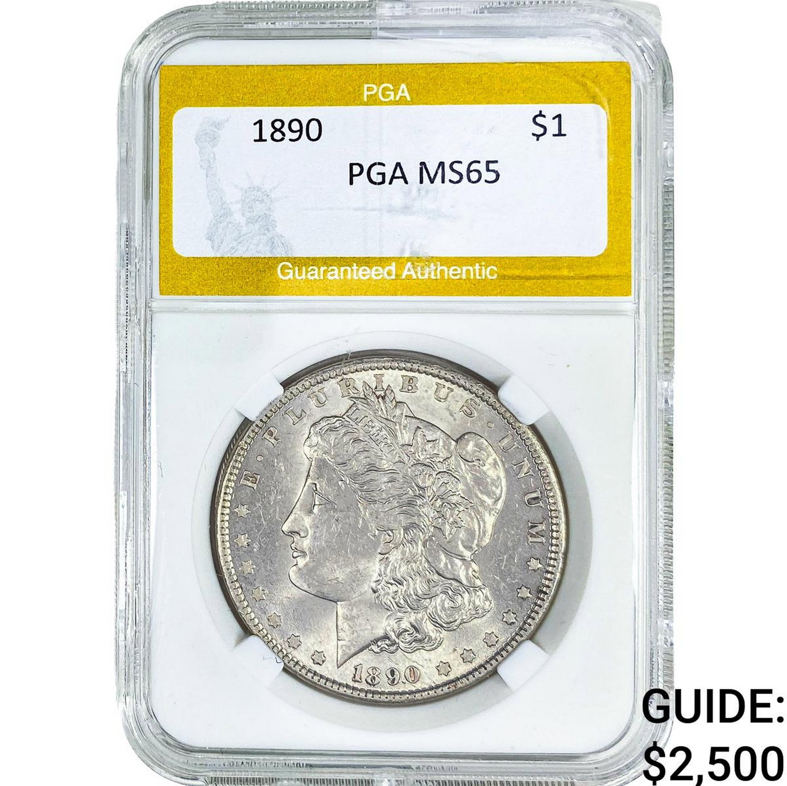 1890 Morgan Silver Dollar PGA MS65: 1890 Morgan Silver Dollar PGA MS65