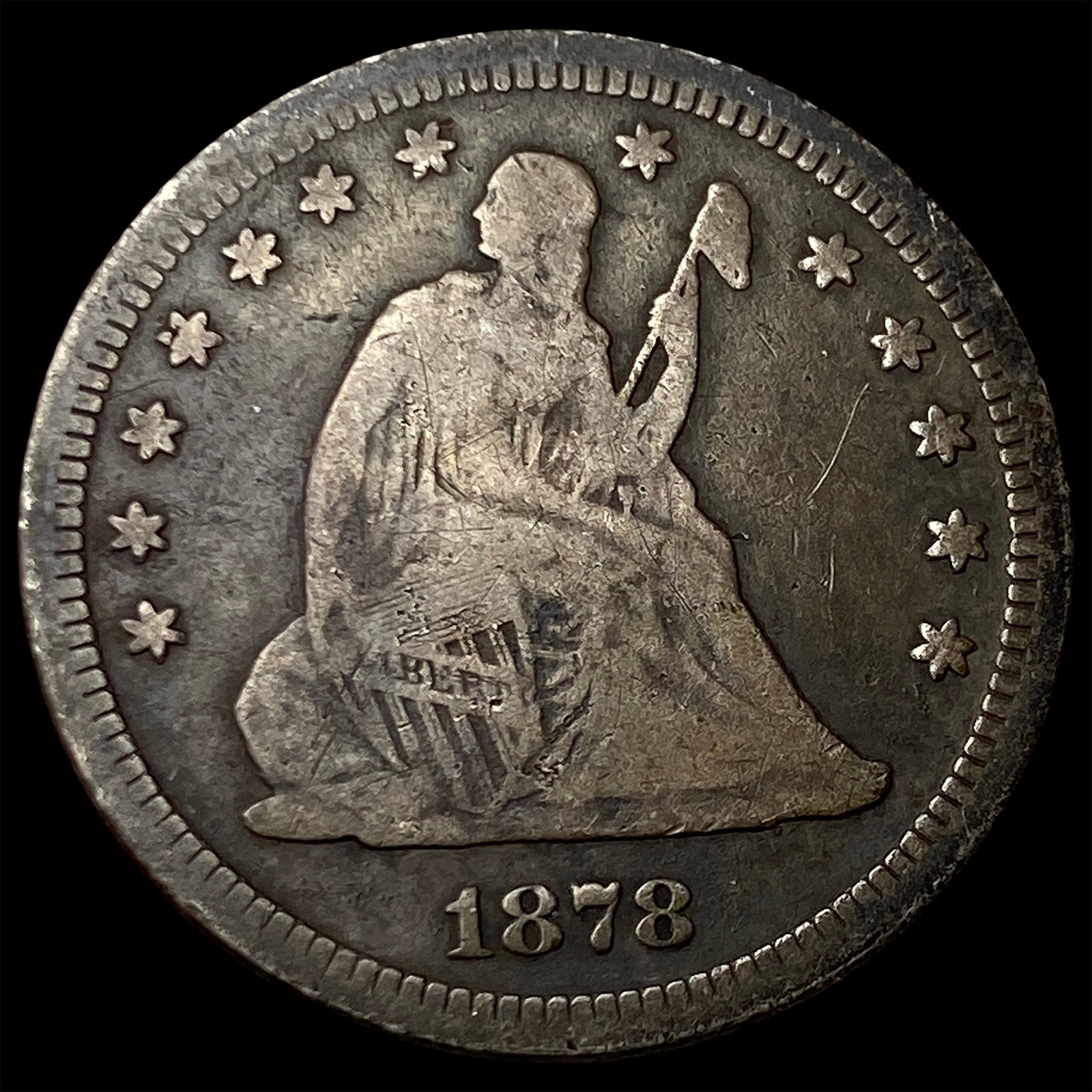 1878 Silver Seated Liberty Quarter NICELY CIRCULATED: 1878 Silver Seated Liberty Quarter NICELY CIRCULATED