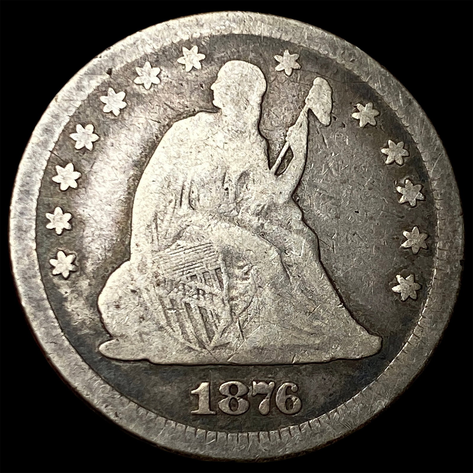 1876 Silver Seated Liberty Quarter LIGHTLY CIRCULATED: 1876 Silver Seated Liberty Quarter LIGHTLY CIRCULATED