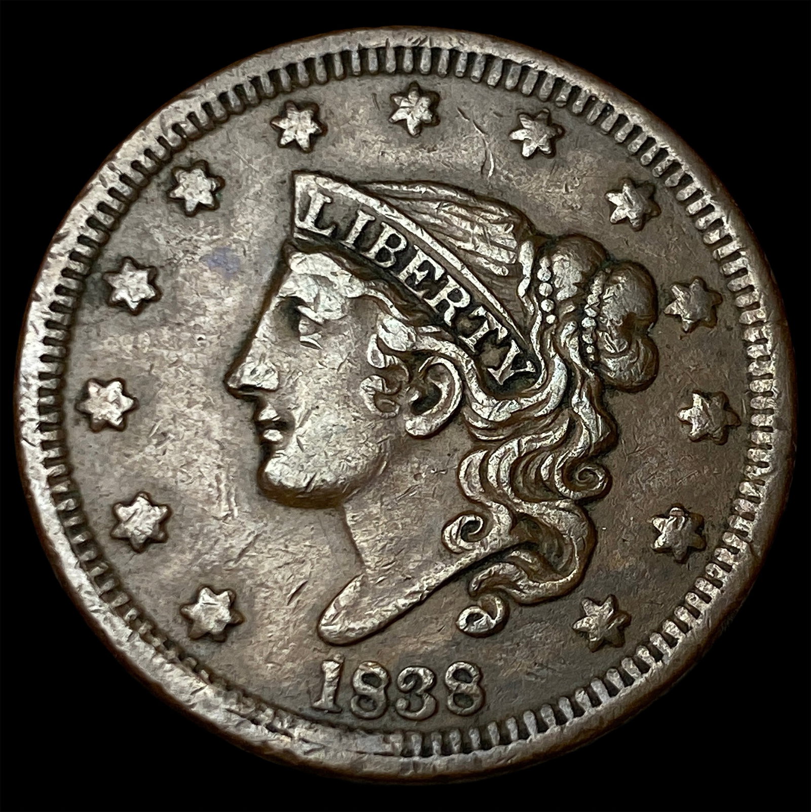 1838 Braided Hair Large Cent CLOSELY UNCIRCULATED: 1838 Braided Hair Large Cent CLOSELY UNCIRCULATED