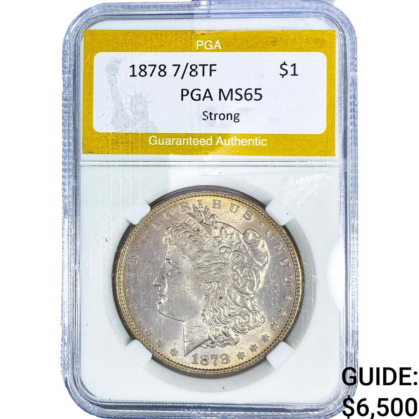 1878 7/8TF Morgan Silver Dollar PGA MS65 Strong: 1878 7/8TF Morgan Silver Dollar PGA MS65 Strong