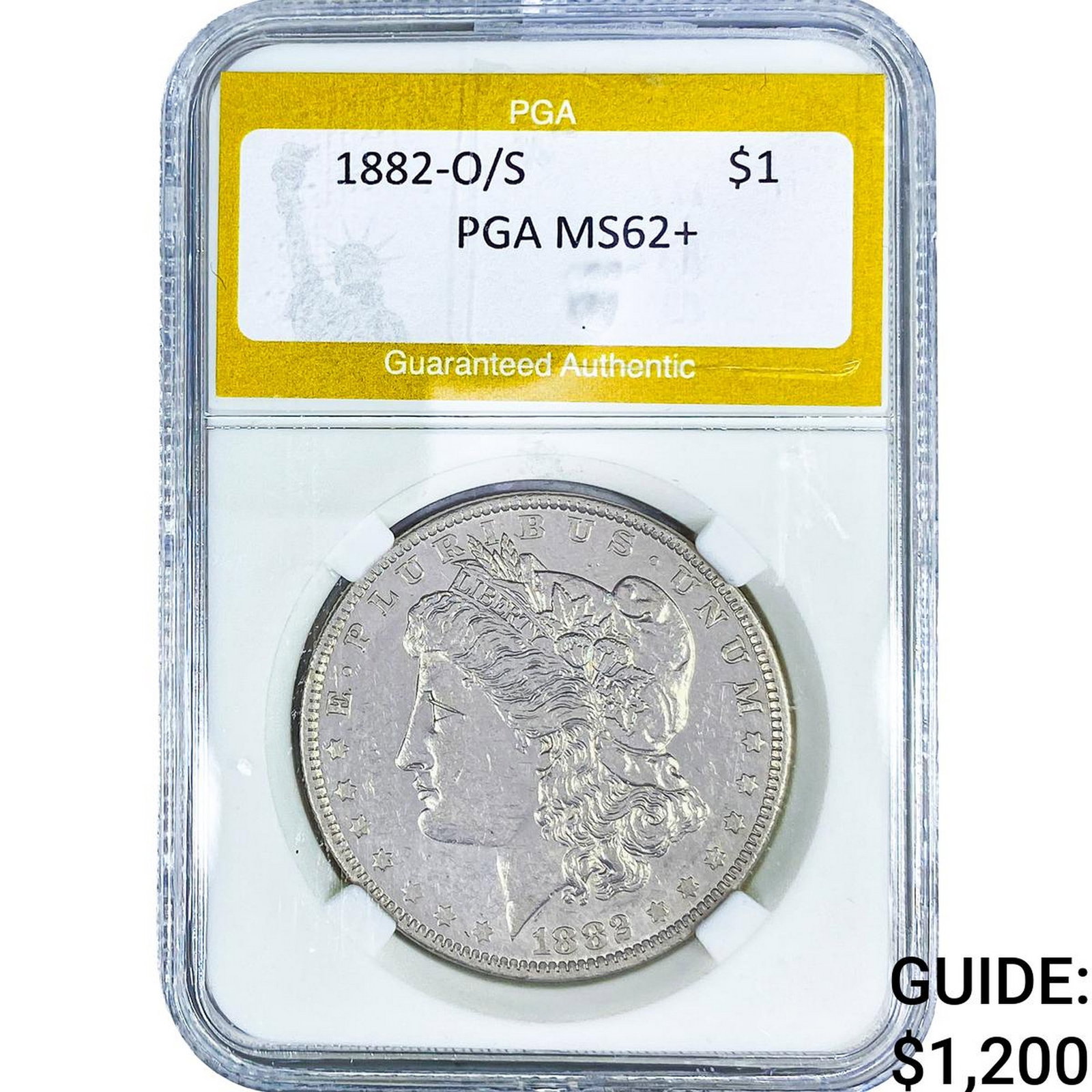 1882-O/S Morgan Silver Dollar PGA MS62+: 1882-O/S Morgan Silver Dollar PGA MS62+