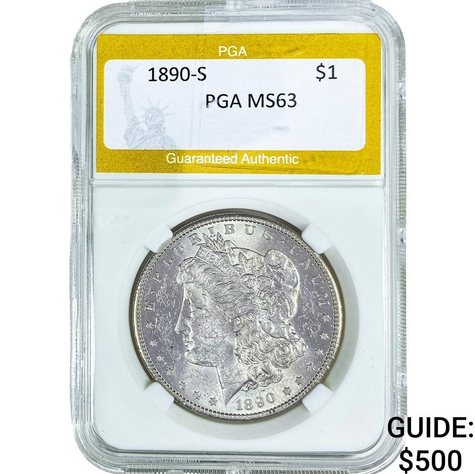 1890-S Morgan Silver Dollar PGA MS63: 1890-S Morgan Silver Dollar PGA MS63