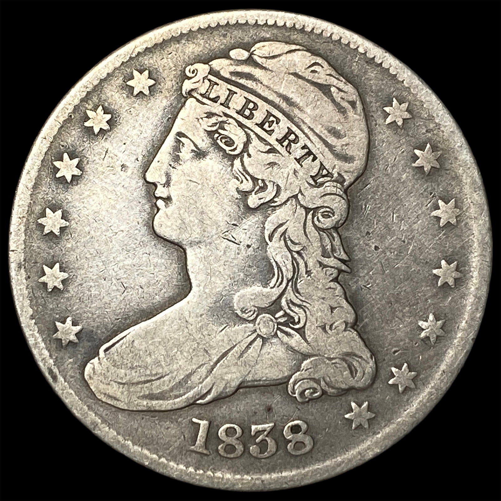 1838 Silver Capped Bust Half Dollar LIGHTLY CIRCULATED: 1838 Silver Capped Bust Half Dollar LIGHTLY CIRCULATED