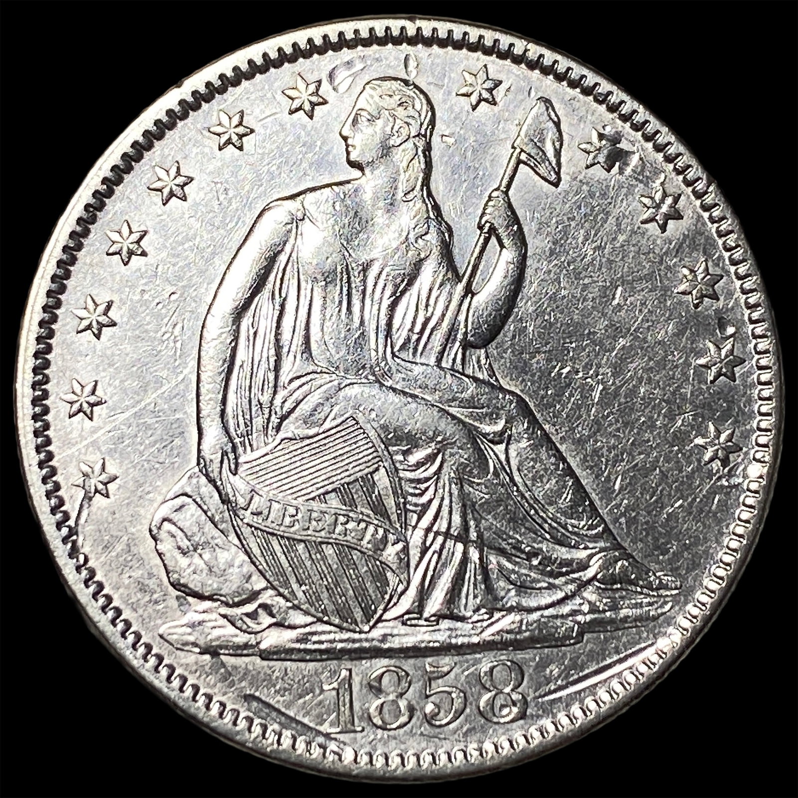 1858 Seated Liberty Half Dollar HIGH GRADE: 1858 Seated Liberty Half Dollar HIGH GRADE