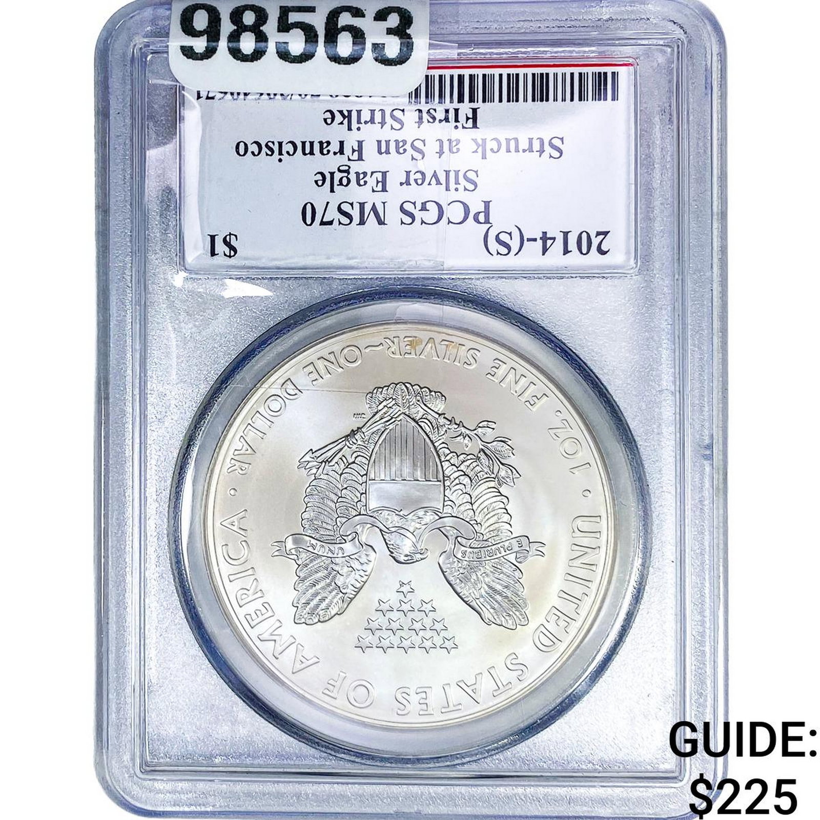 2014-S Silver Eagle PCGS MS70: 2014-S Silver Eagle PCGS MS70