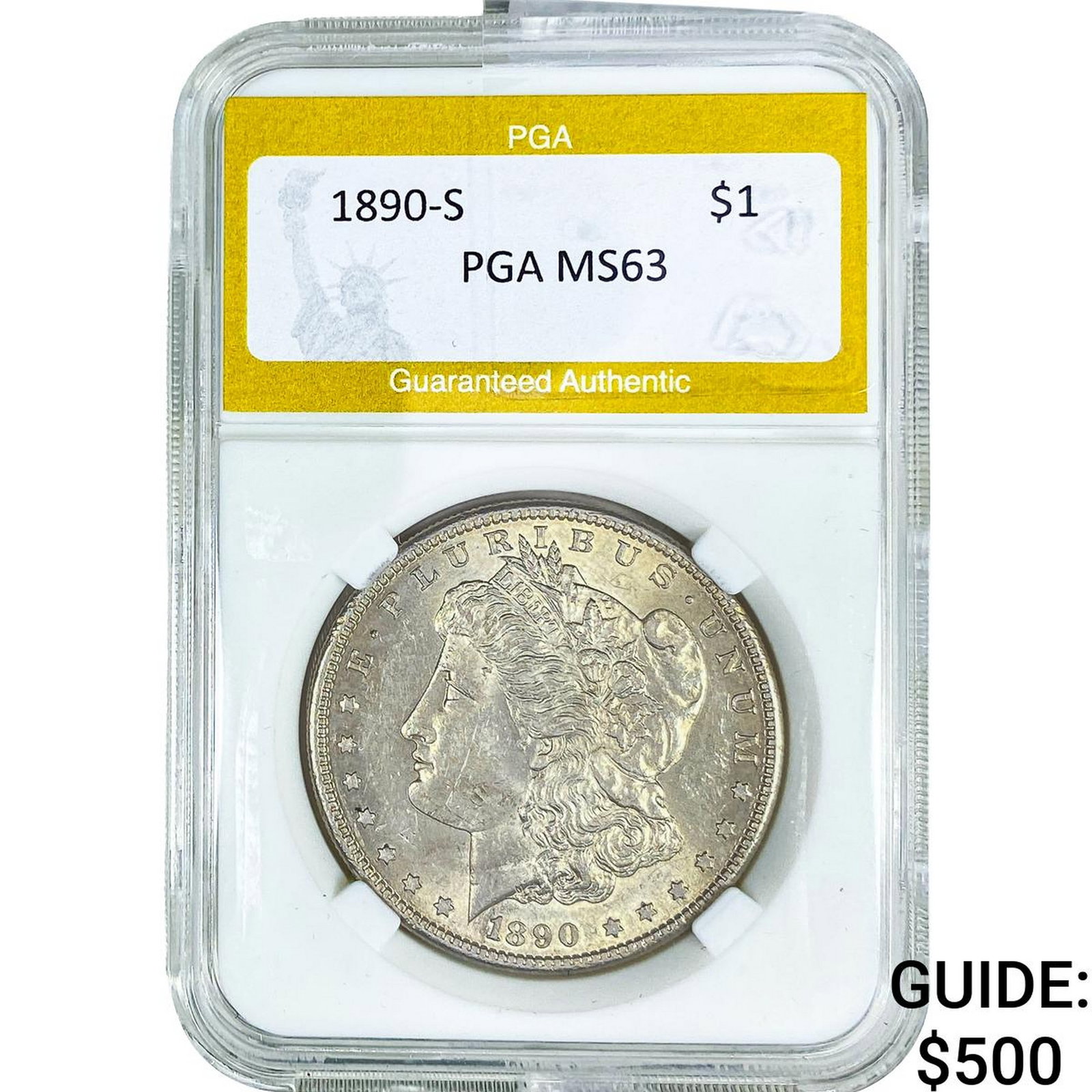1890-S Morgan Silver Dollar PGA MS63: 1890-S Morgan Silver Dollar PGA MS63