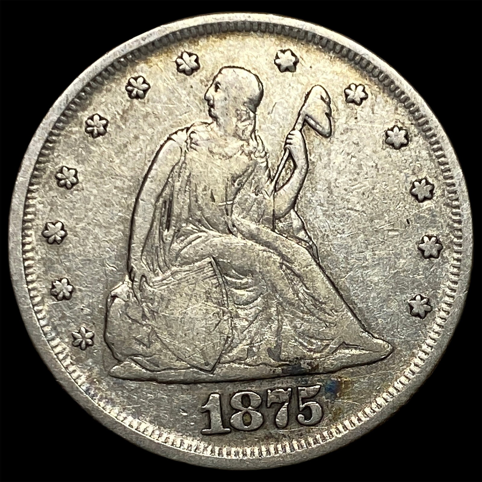 1875 Seated Liberty Twenty Cents CLOSELY UNCIRCULATED: 1875 Seated Liberty Twenty Cents CLOSELY UNCIRCULATED