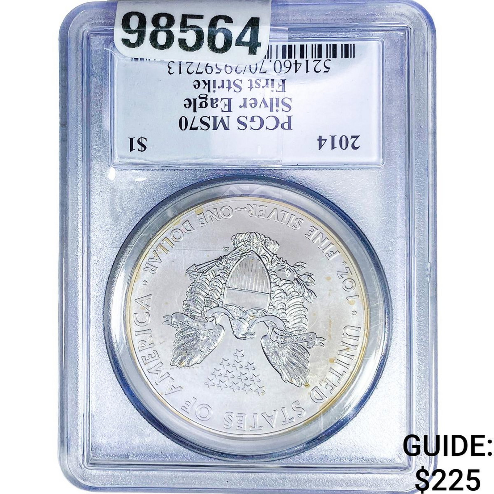 2014 Silver Eagle PCGS MS70: 2014 Silver Eagle PCGS MS70