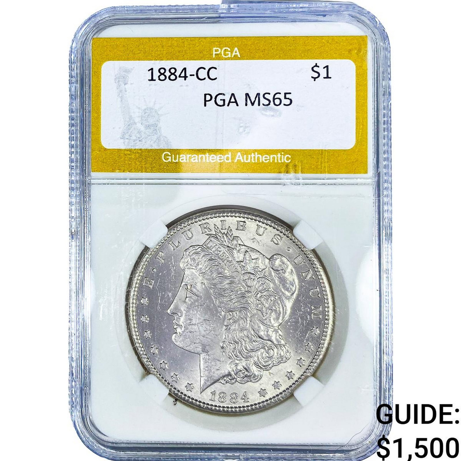 1884-CC Morgan Silver Dollar PGA MS65: 1884-CC Morgan Silver Dollar PGA MS65