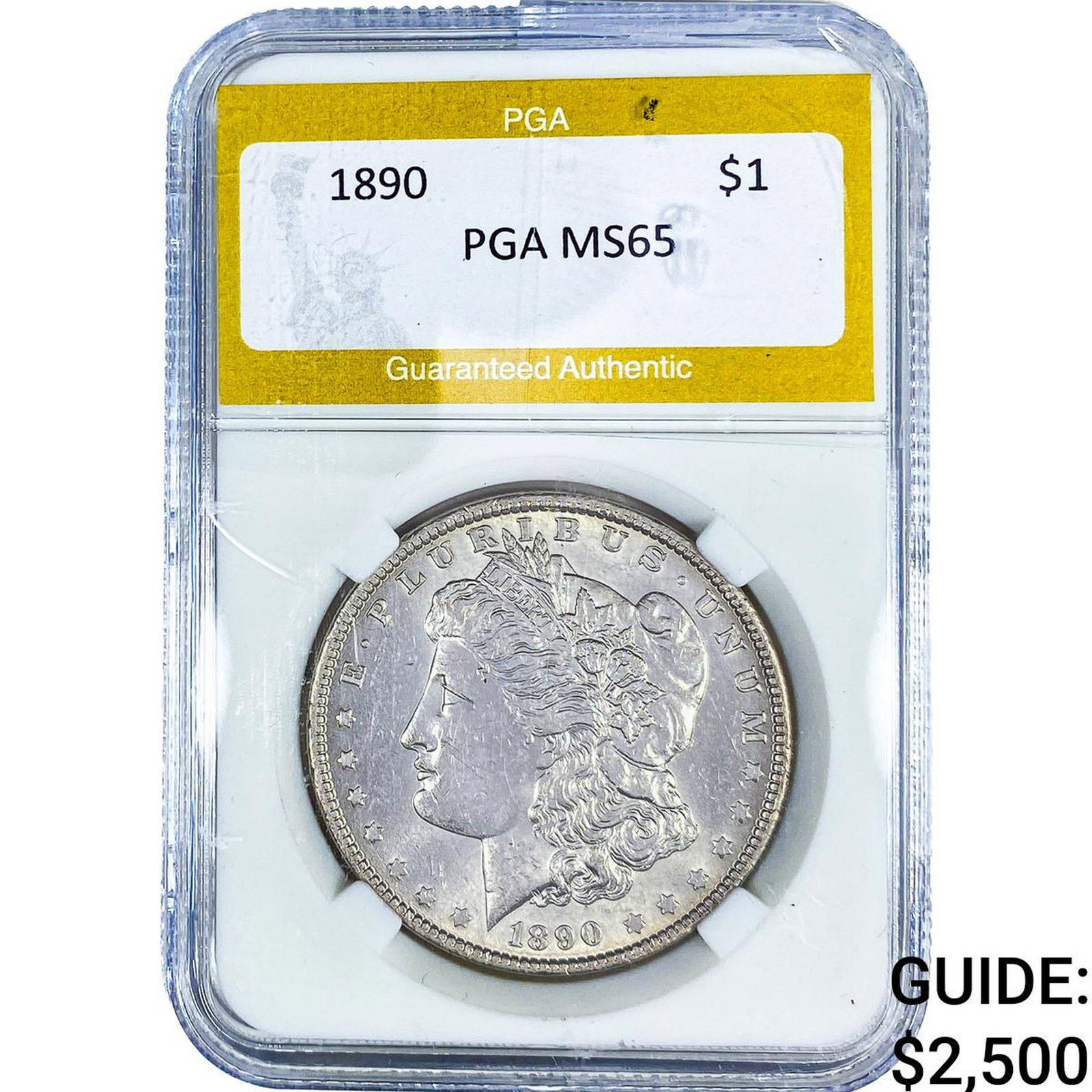 1890 Morgan Silver Dollar PGA MS65: 1890 Morgan Silver Dollar PGA MS65
