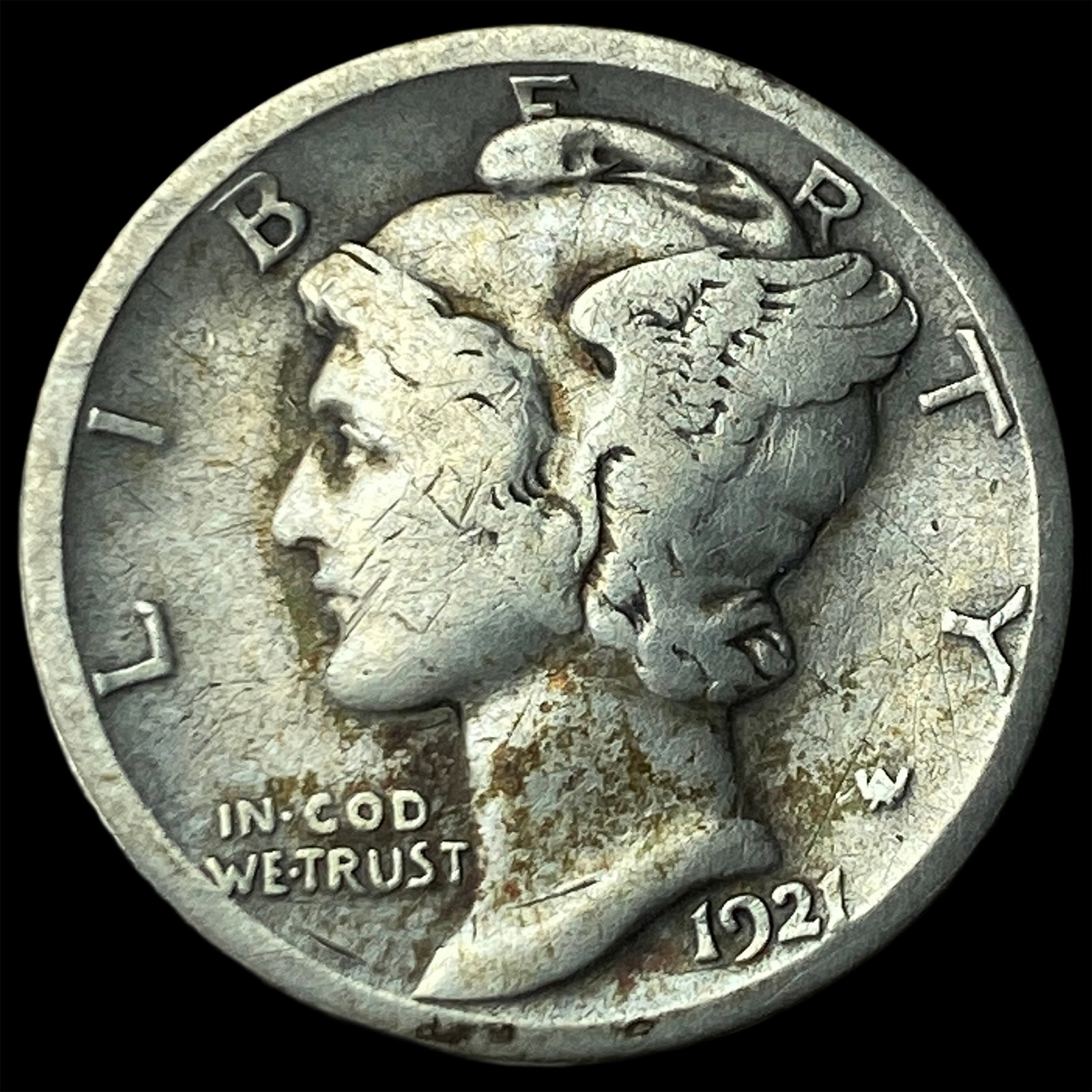 1921-D Silver Mercury Dime CHOICE AU: 1921-D Silver Mercury Dime CHOICE AU