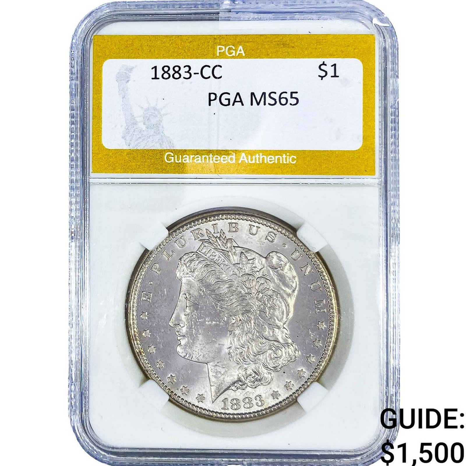 1883-CC Morgan Silver Dollar PGA MS65: 1883-CC Morgan Silver Dollar PGA MS65