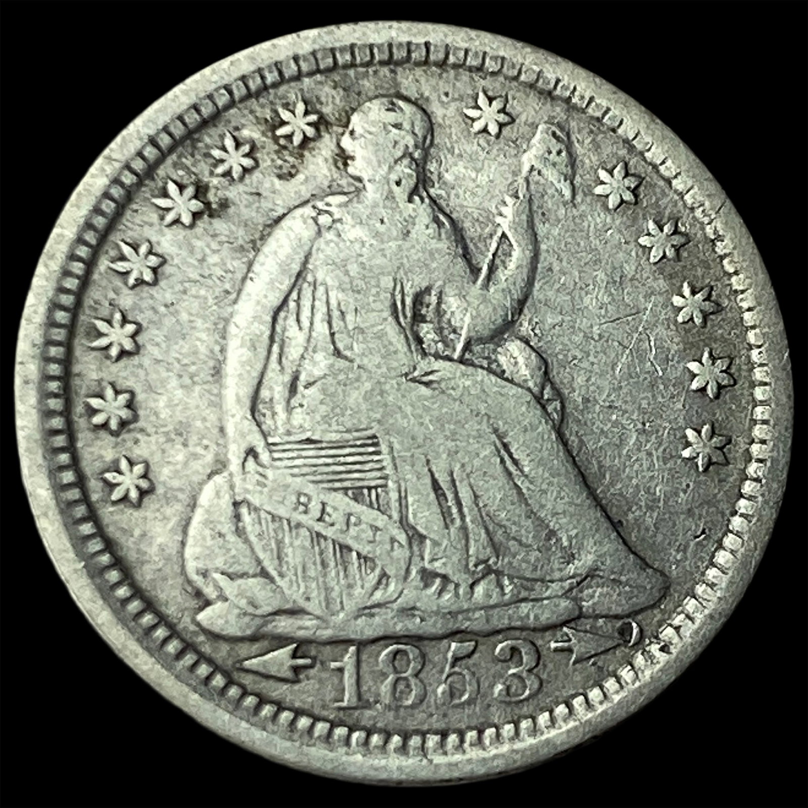 1853 Arrows Seated Liberty Half Dime UNCIRCULATED: 1853 Arrows Seated Liberty Half Dime UNCIRCULATED