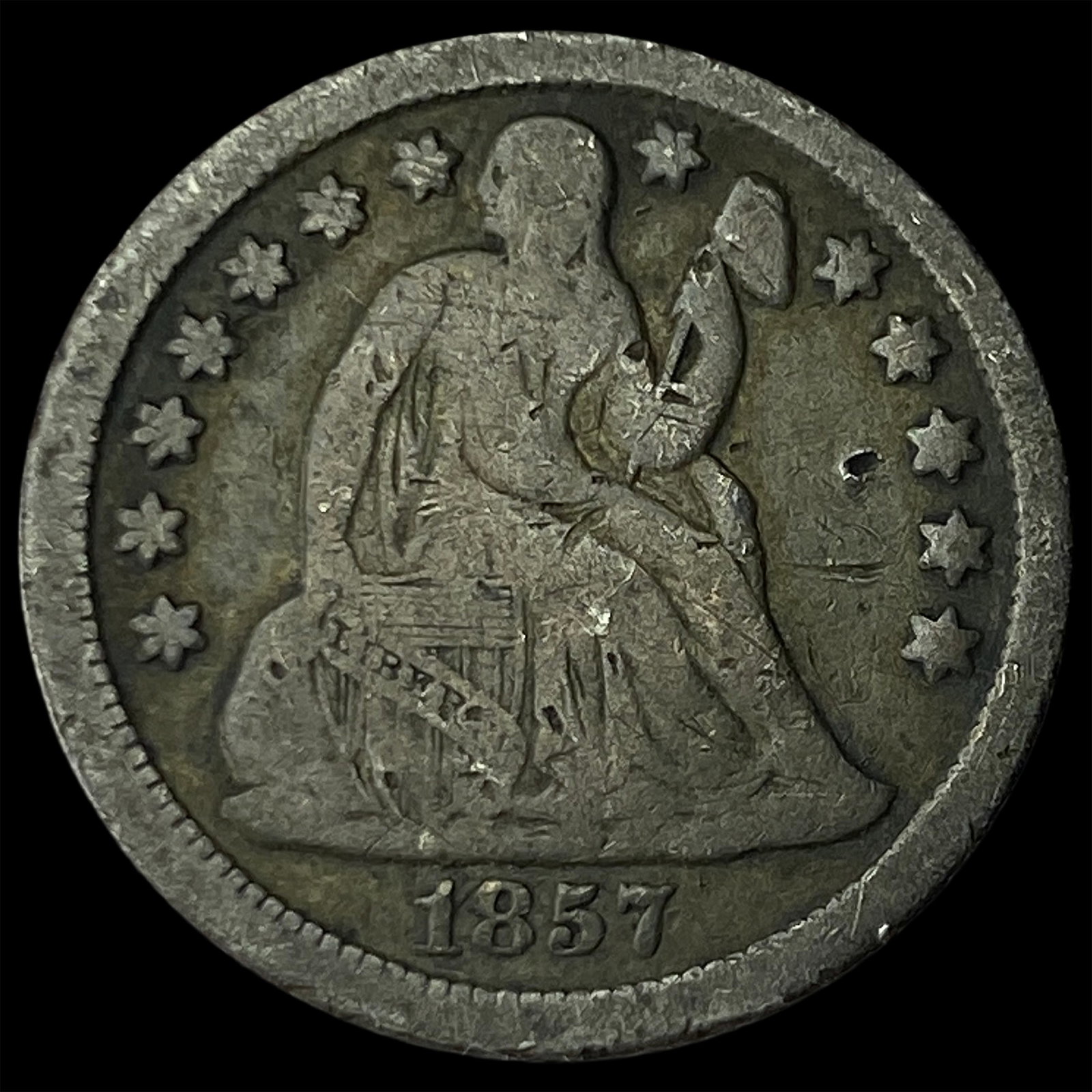 1857 Seated Liberty Dime NICELY CIRCULATED: 1857 Seated Liberty Dime NICELY CIRCULATED