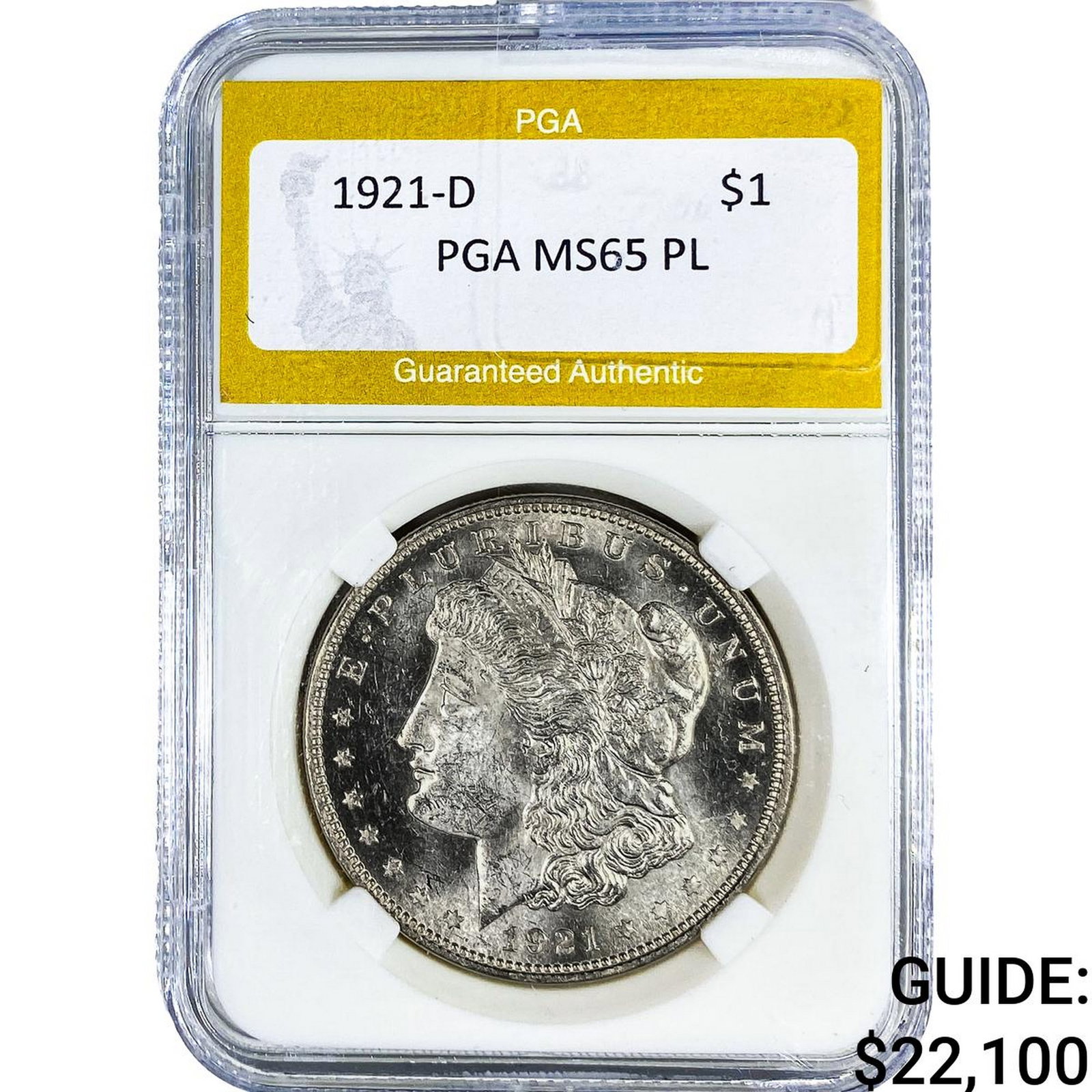 1921-D Morgan Silver Dollar PGA MS65 PL: 1921-D Morgan Silver Dollar PGA MS65 PL