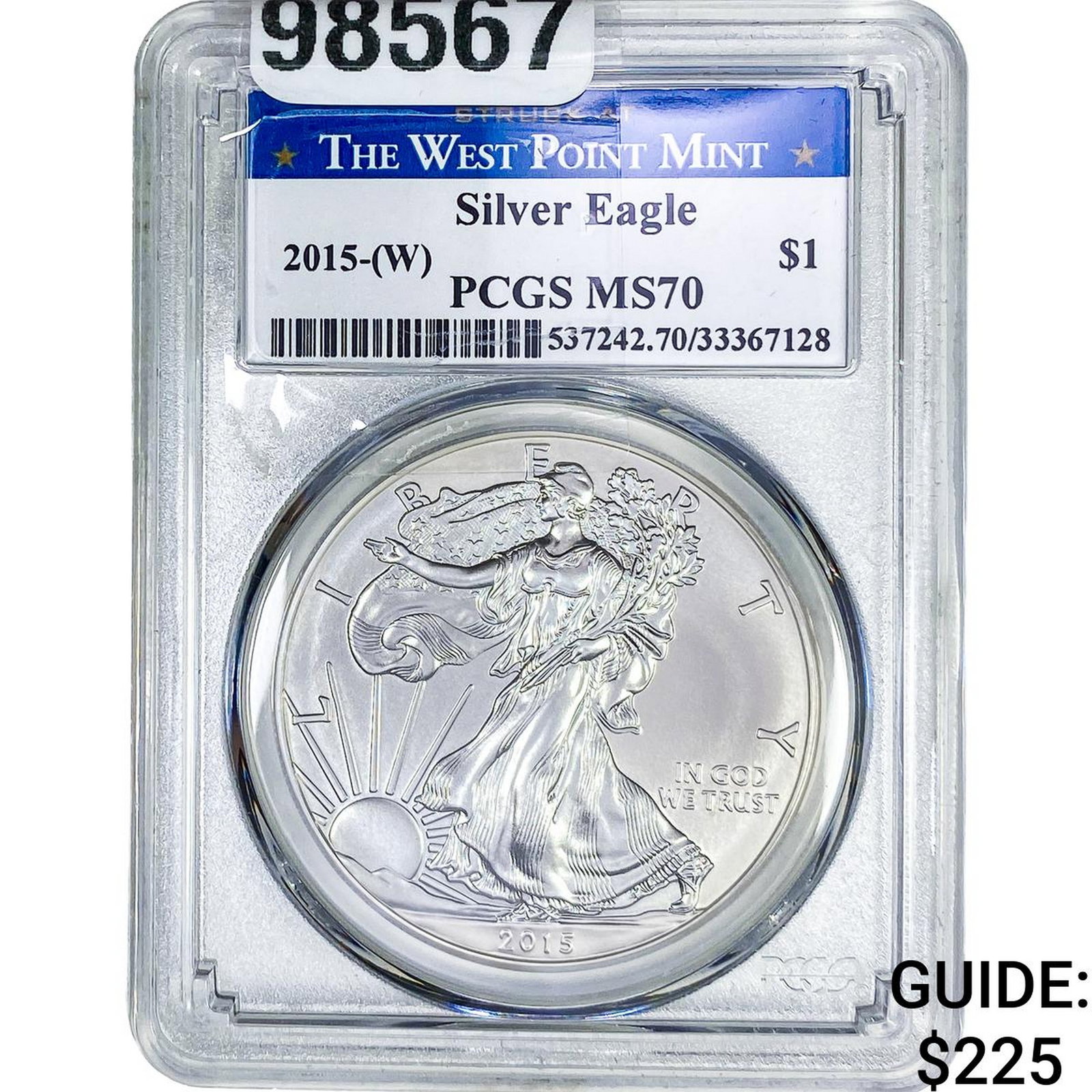 2015 Silver Eagle PCGS MS70: 2015 Silver Eagle PCGS MS70