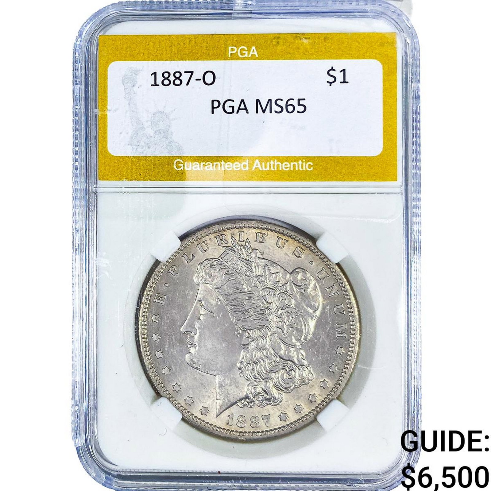 1887-O Morgan Silver Dollar PGA MS65: 1887-O Morgan Silver Dollar PGA MS65