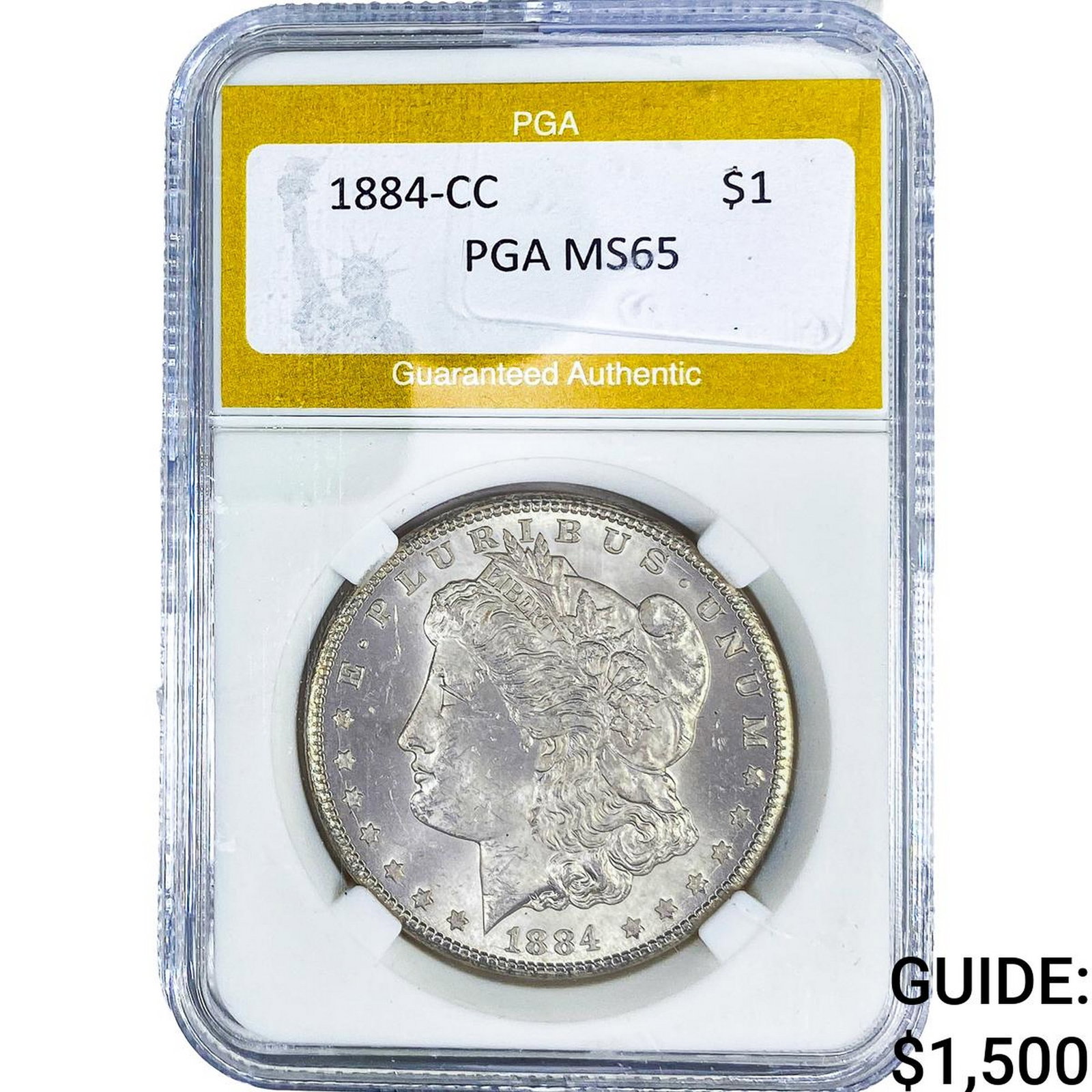 1884-CC Morgan Silver Dollar PGA MS65: 1884-CC Morgan Silver Dollar PGA MS65