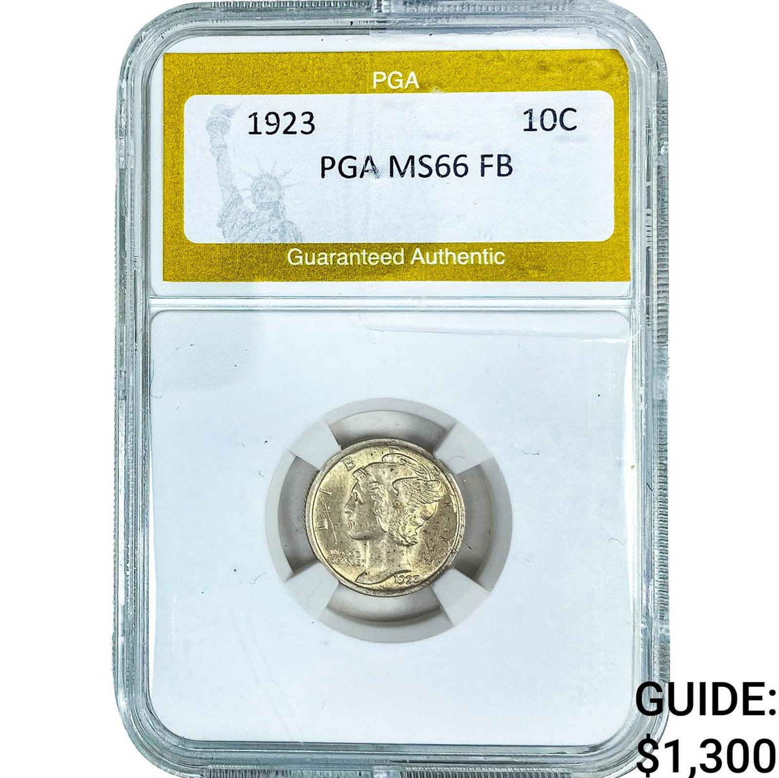 1923 Mercury Silver Dime PGA MS66 FB: 1923 Mercury Silver Dime PGA MS66 FB