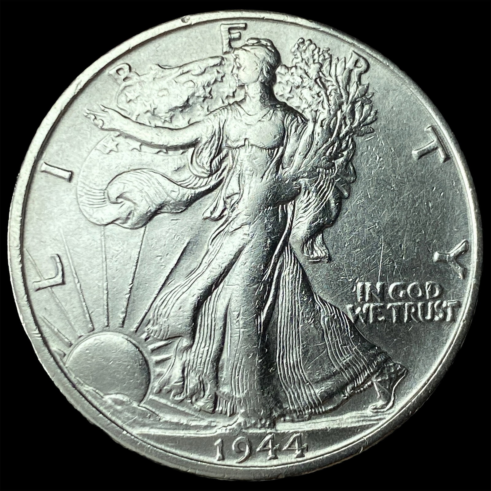 1944-S Silver Half Dollar Walking Liberty CLOSELY UNCIRCULATED: 1944-S Silver Half Dollar Walking Liberty CLOSELY UNCIRCULATED