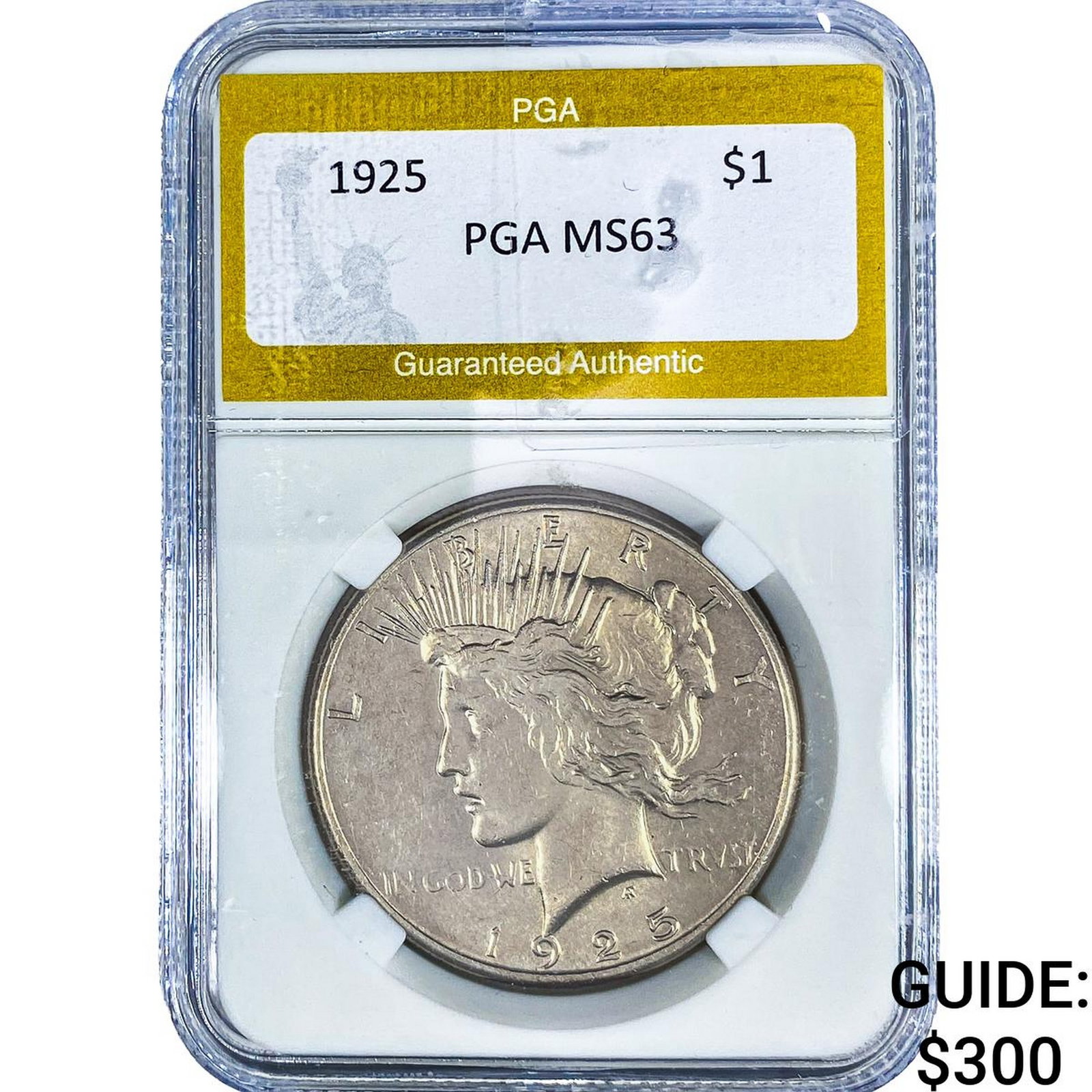 1925 Silver Peace Dollar PGA MS63: 1925 Silver Peace Dollar PGA MS63