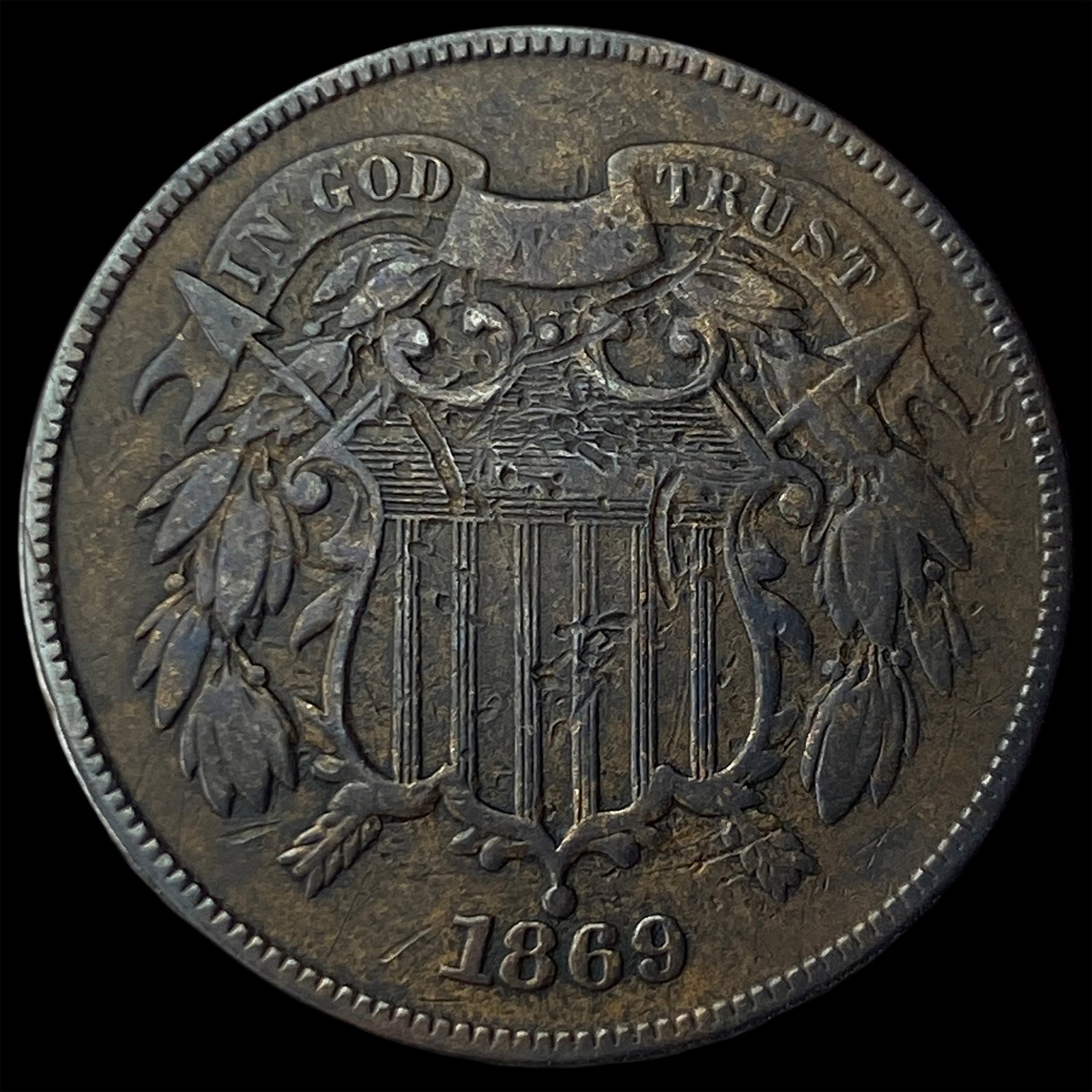1869 MAINE HALF Two-Cent Piece GEM BU: 1869 MAINE HALF Two-Cent Piece GEM BU