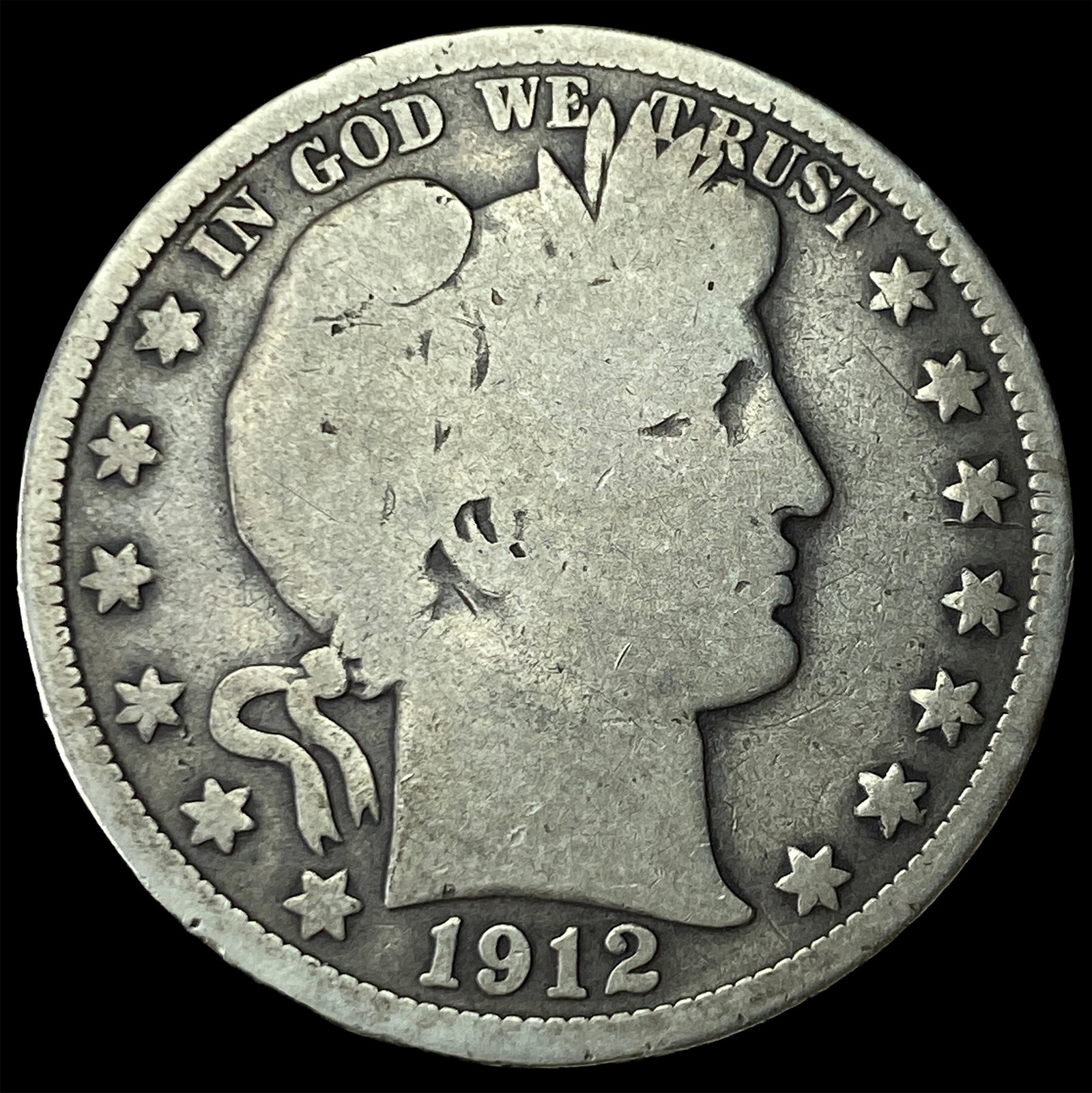 1912 Silver Barber Half Dollar LIGHTLY CIRCULATED: 1912 Silver Barber Half Dollar LIGHTLY CIRCULATED