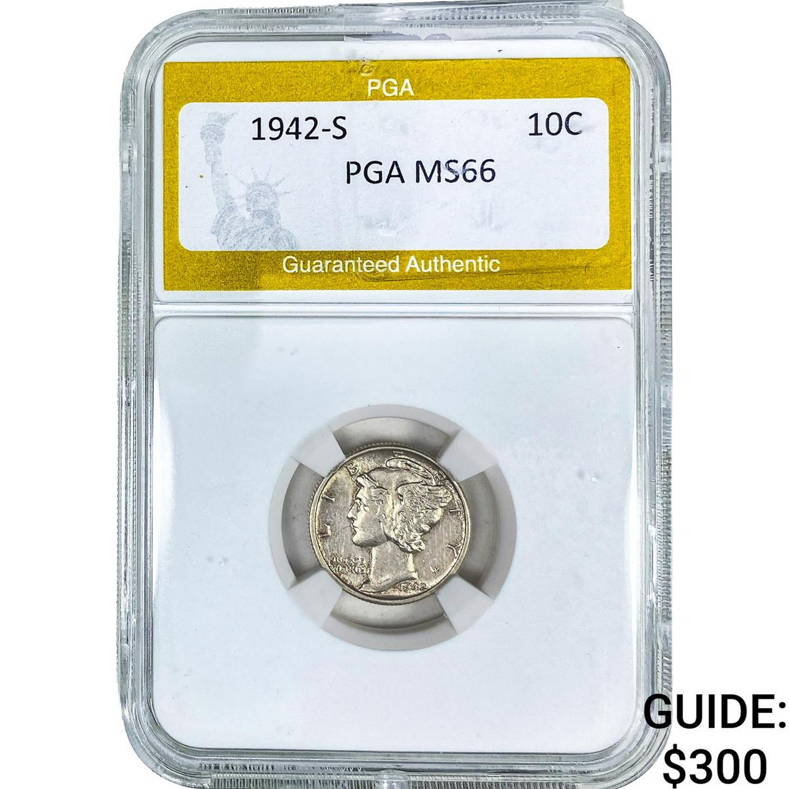 1942-S Mercury Silver Dime PGA MS66: 1942-S Mercury Silver Dime PGA MS66