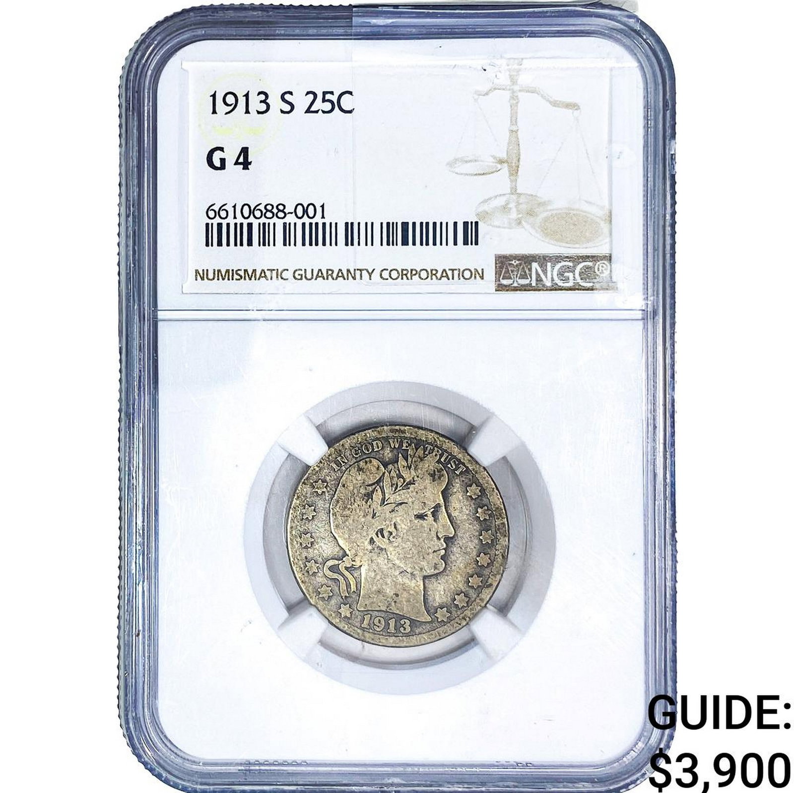 1913-S Barber Quarter NGC G4 (1 of 4)