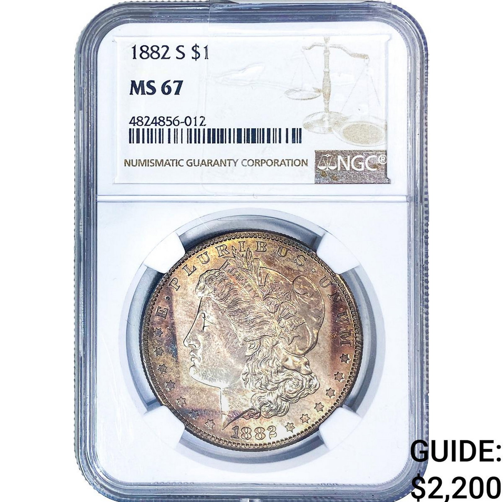1882-S Morgan Silver Dollar NGC MS67: 1882-S Morgan Silver Dollar NGC MS67