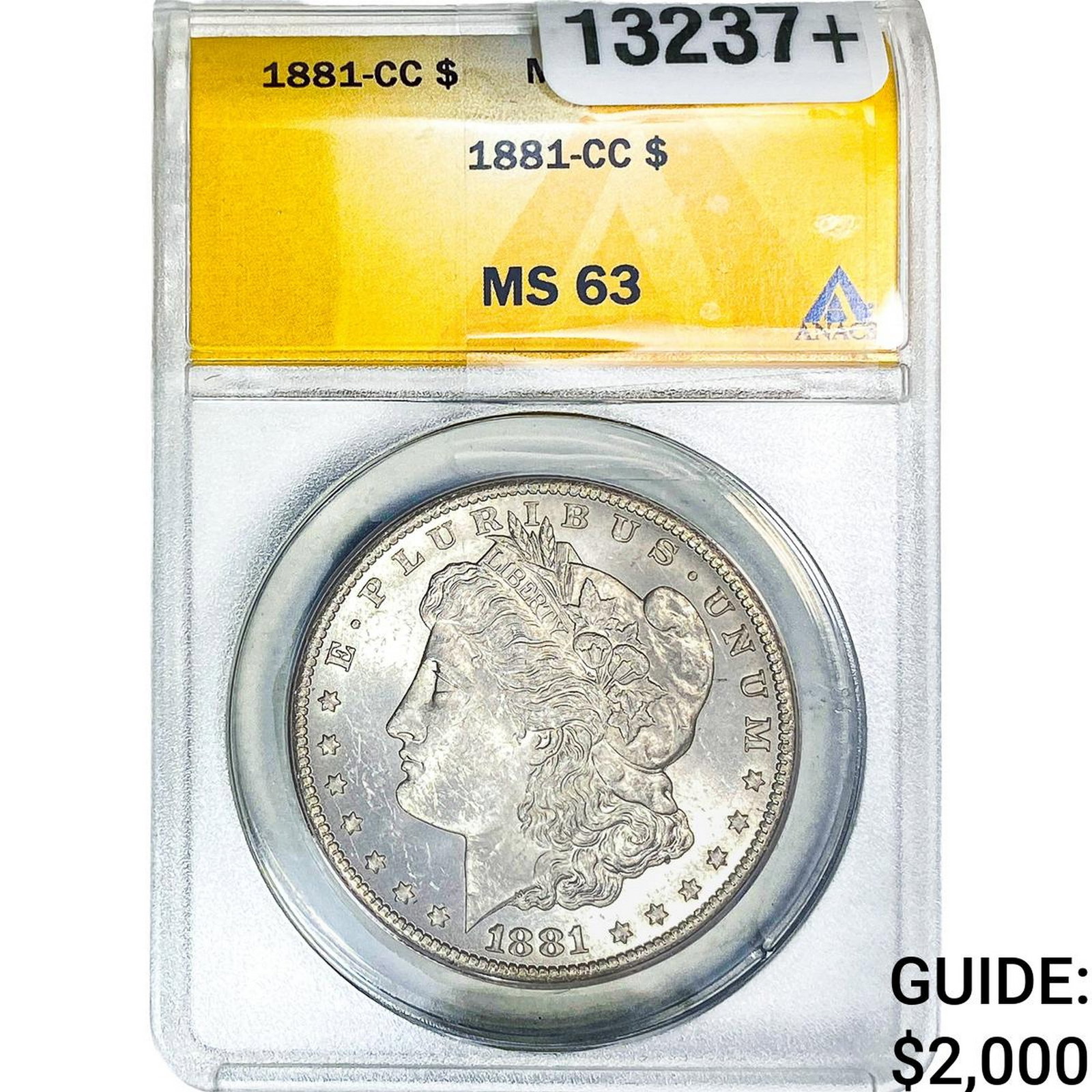 1881-CC Morgan Silver Dollar ANACS MS63: 1881-CC Morgan Silver Dollar ANACS MS63