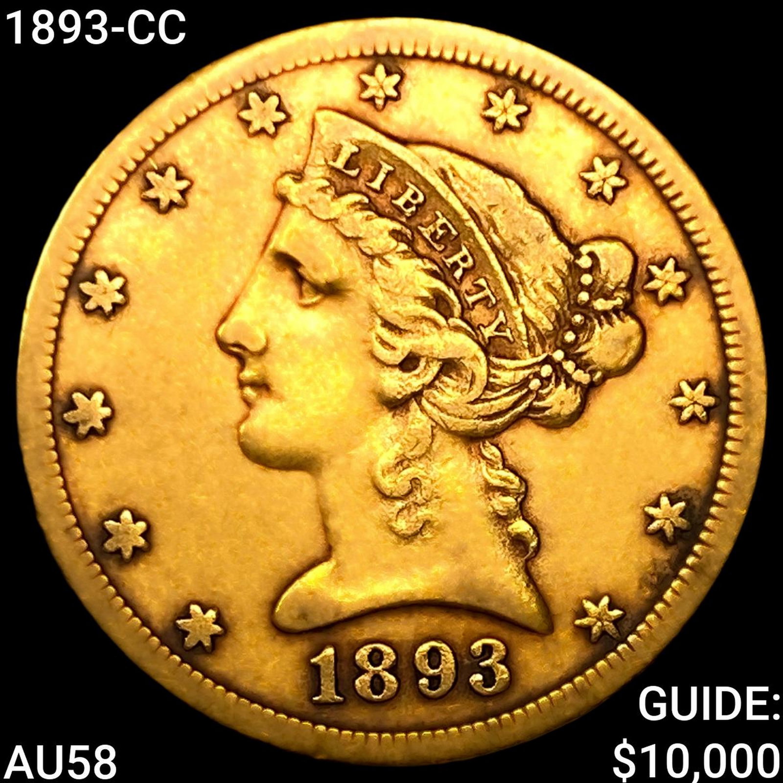 1893-CC $5 Gold Half Eagle: 1893-CC $5 Gold Half Eagle