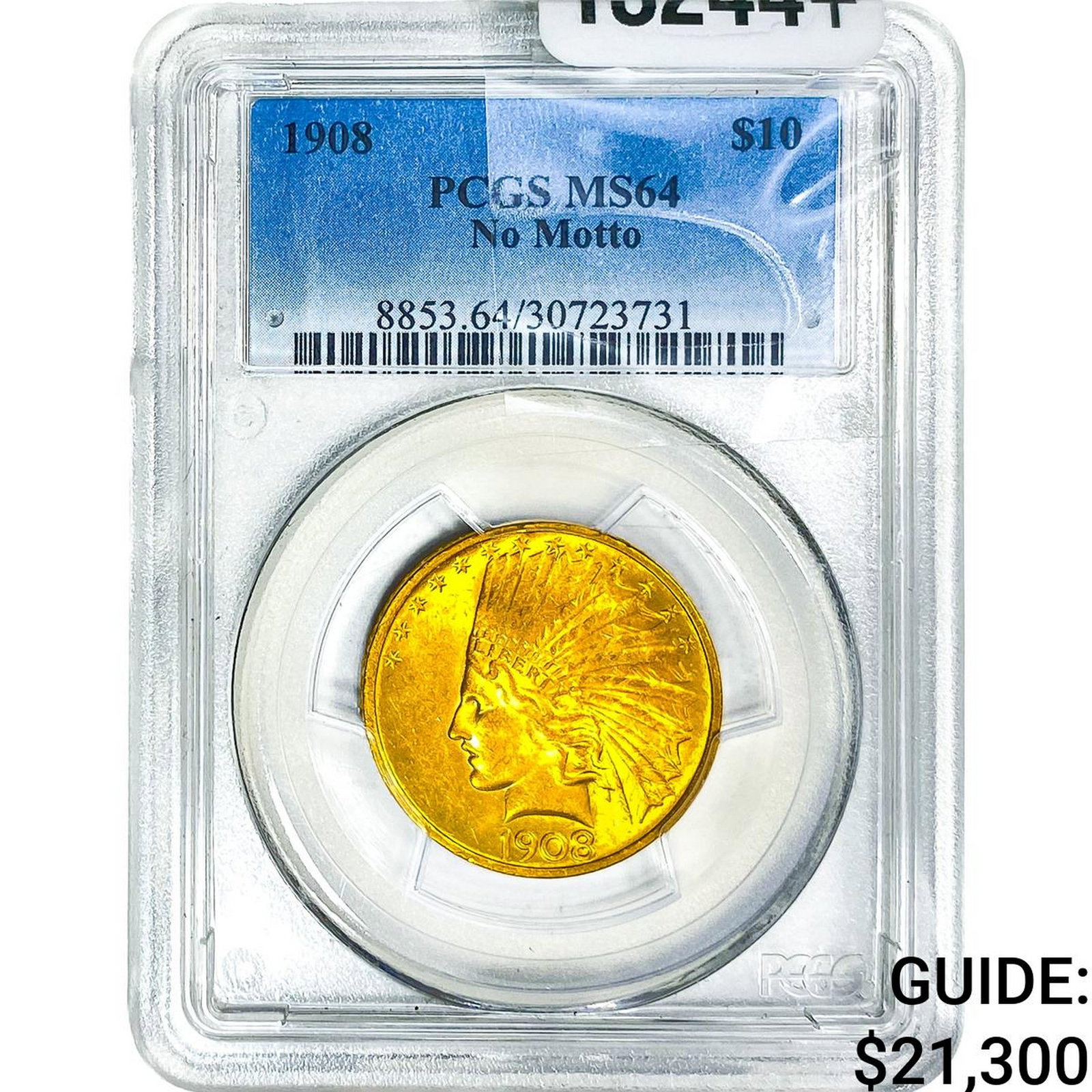 1908 $10 Gold Eagle PCGS MS64 No Motto: 1908 $10 Gold Eagle PCGS MS64 No Motto