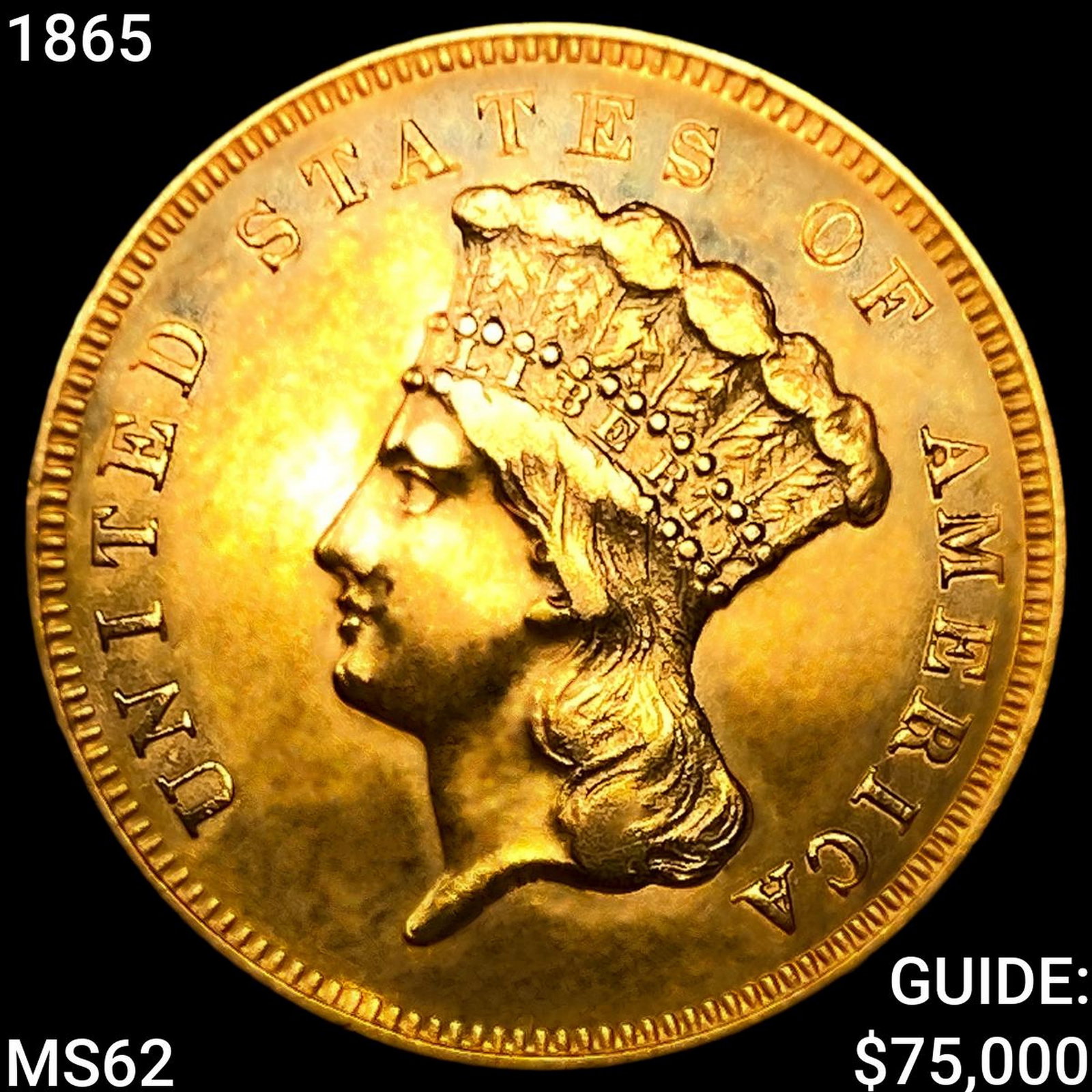 1865 $3 Gold Piece: 1865 $3 Gold Piece