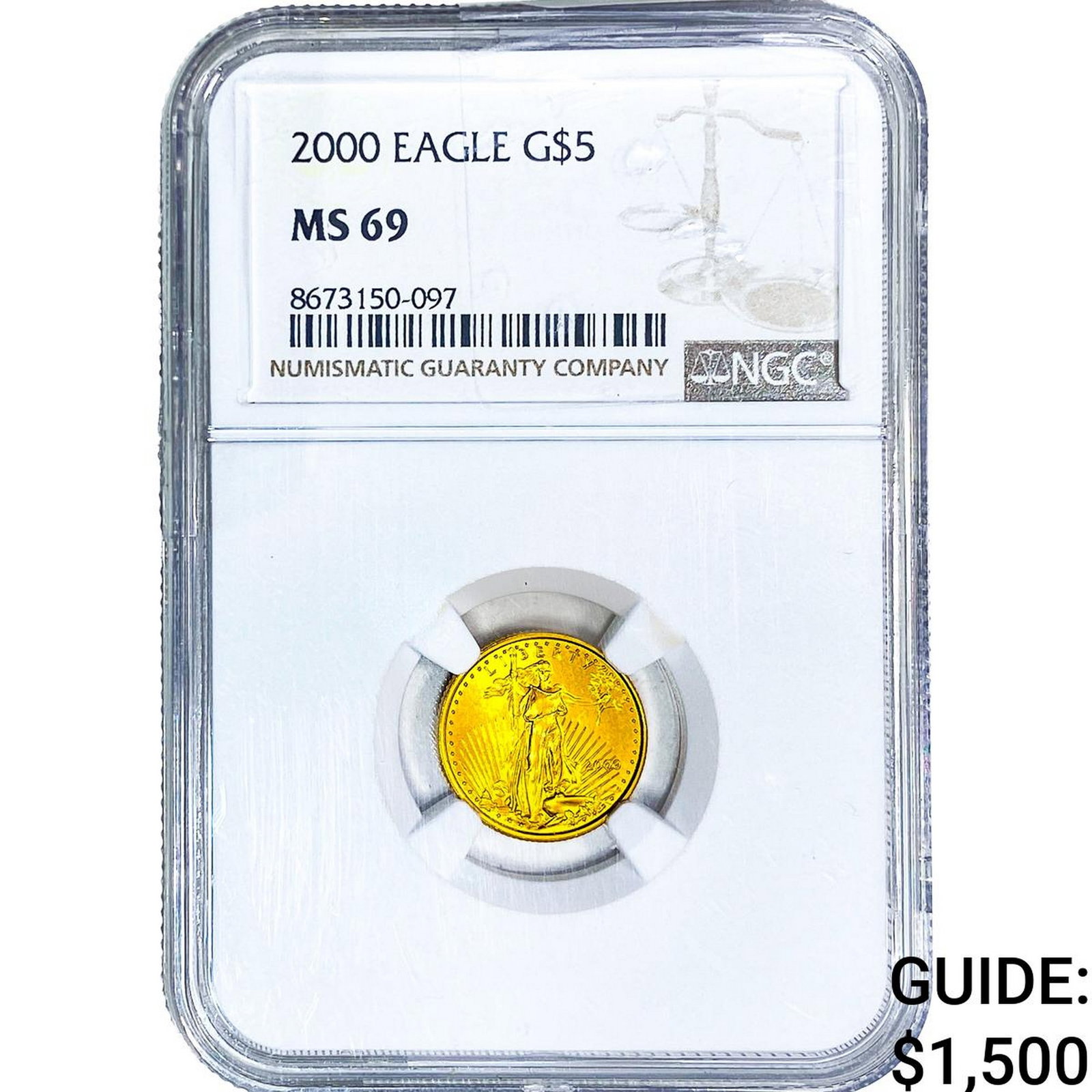 2000 $5 1/10oz Gold Eagle NGC MS69: 2000 $5 1/10oz Gold Eagle NGC MS69