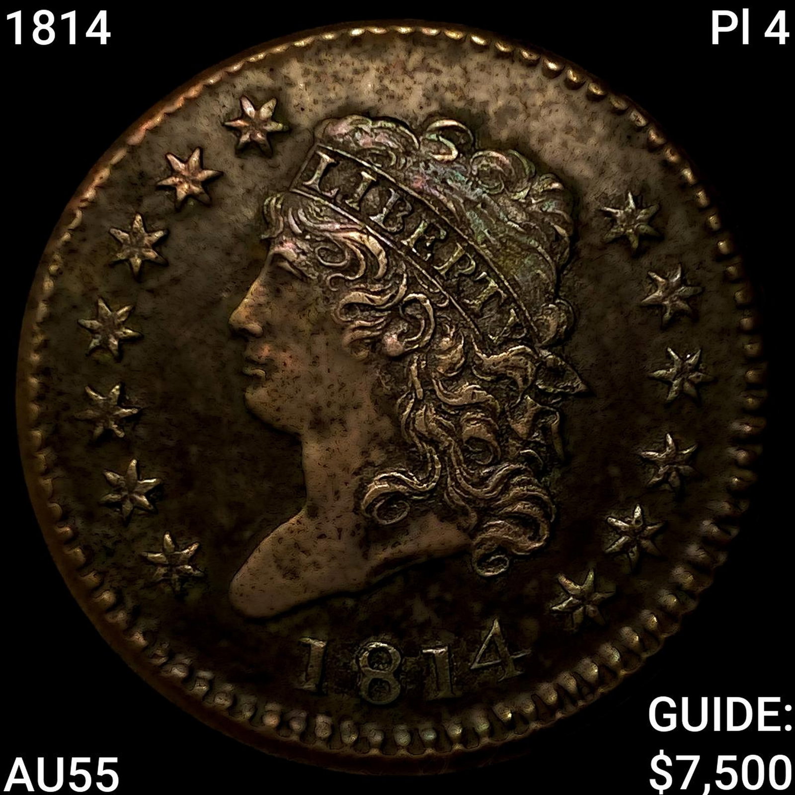 1814 Pl 4 Classic Head Large Cent: 1814 Pl 4 Classic Head Large Cent