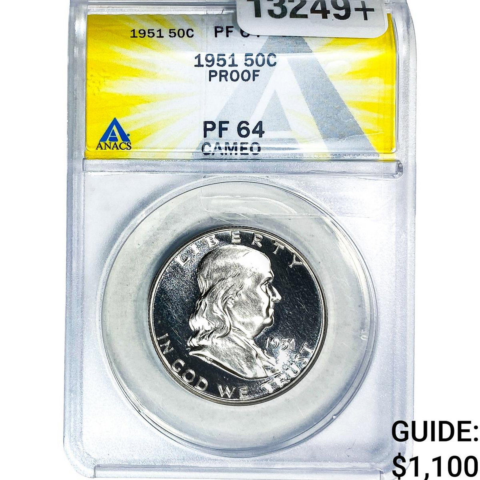 1951 Franklin Half Dollar ANACS PF64 Cameo (1 of 4)