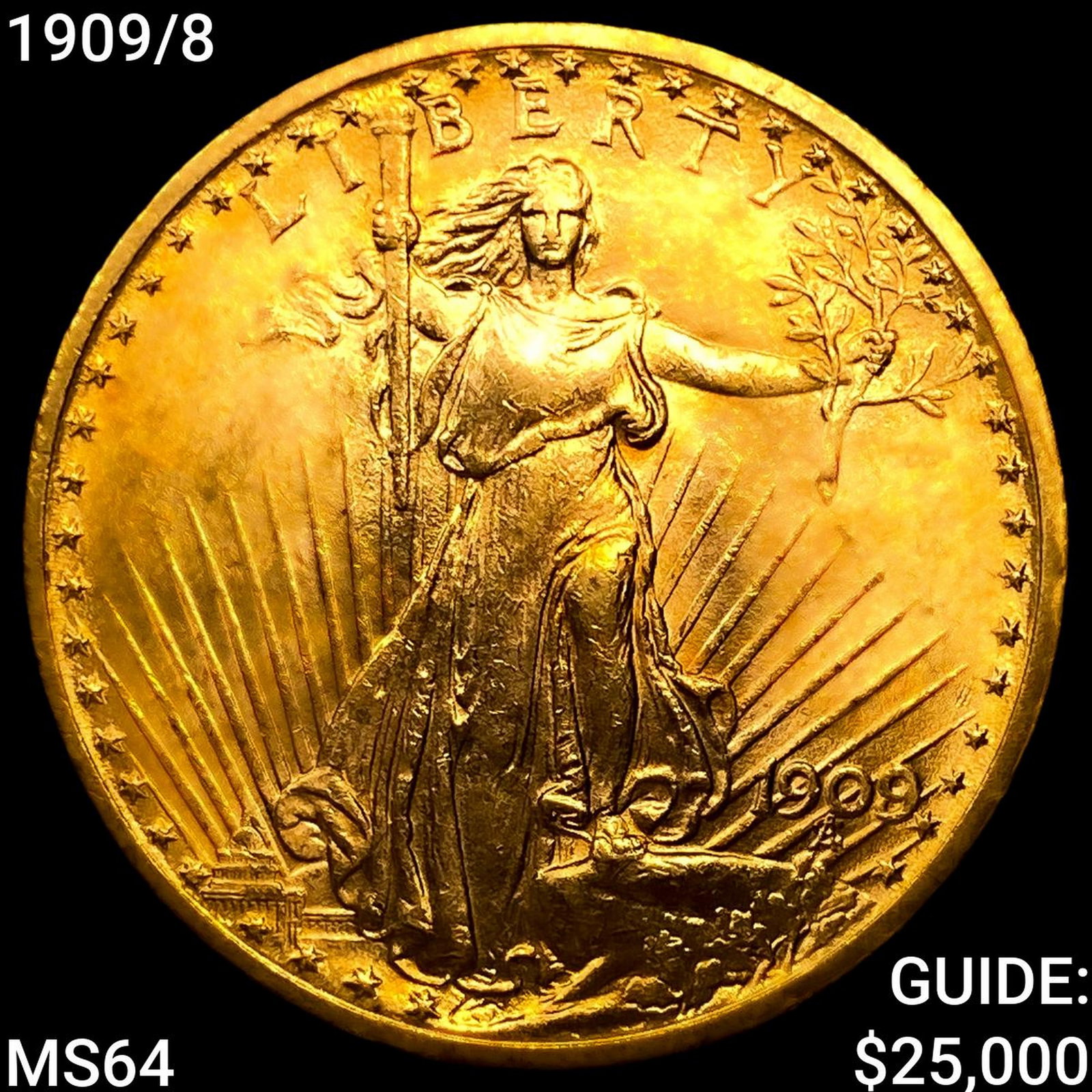 1909/8 $20 Gold Double Eagle: 1909/8 $20 Gold Double Eagle