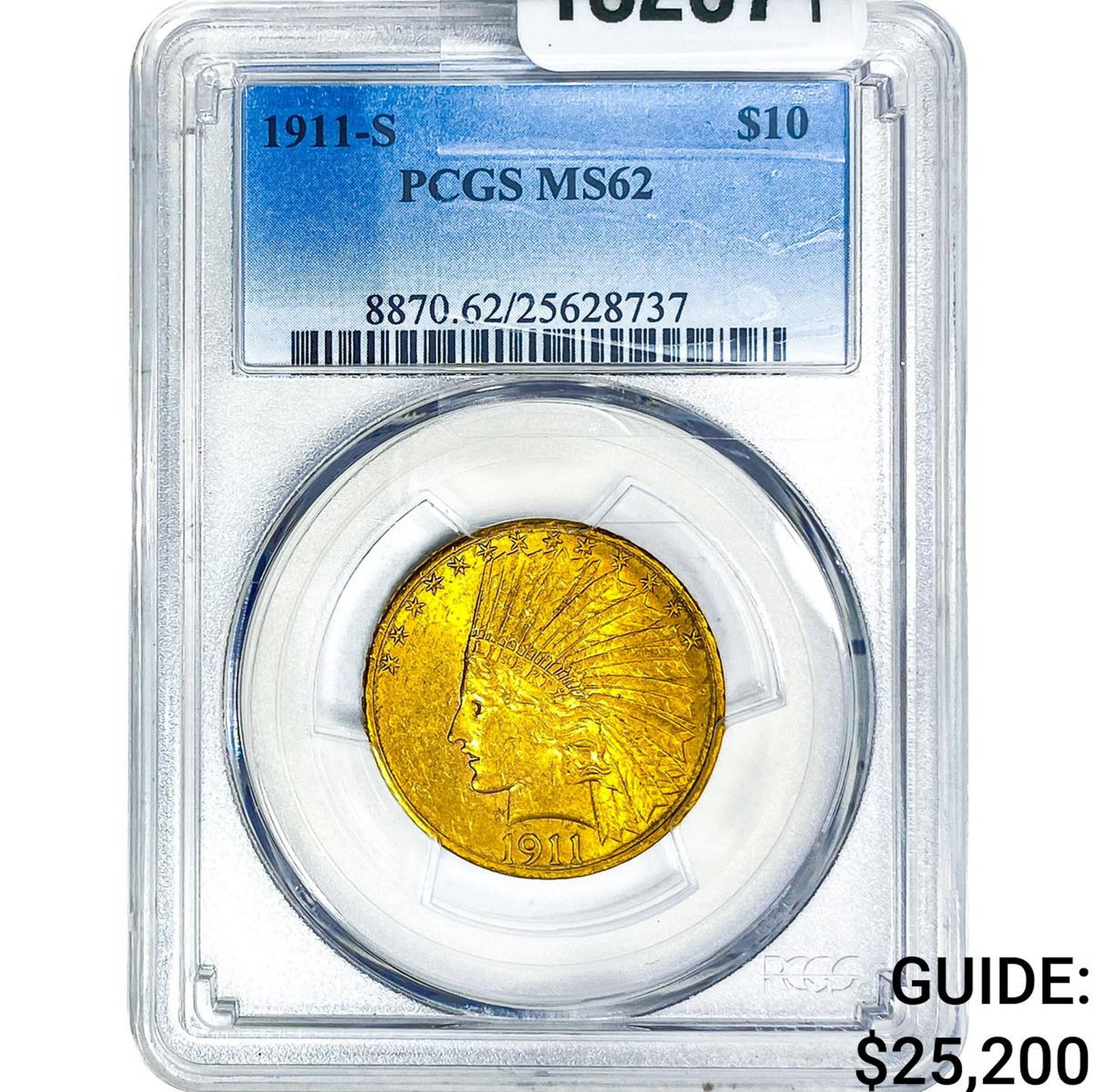 1911-S $10 Gold Eagle PCGS MS62: 1911-S $10 Gold Eagle PCGS MS62