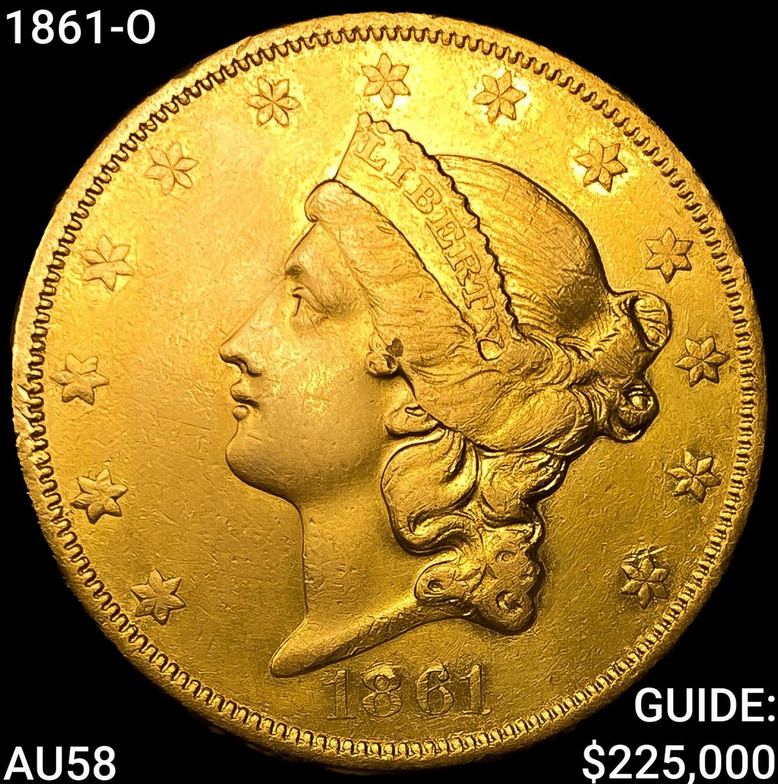 1861-O $20 Gold Double Eagle: 1861-O $20 Gold Double Eagle