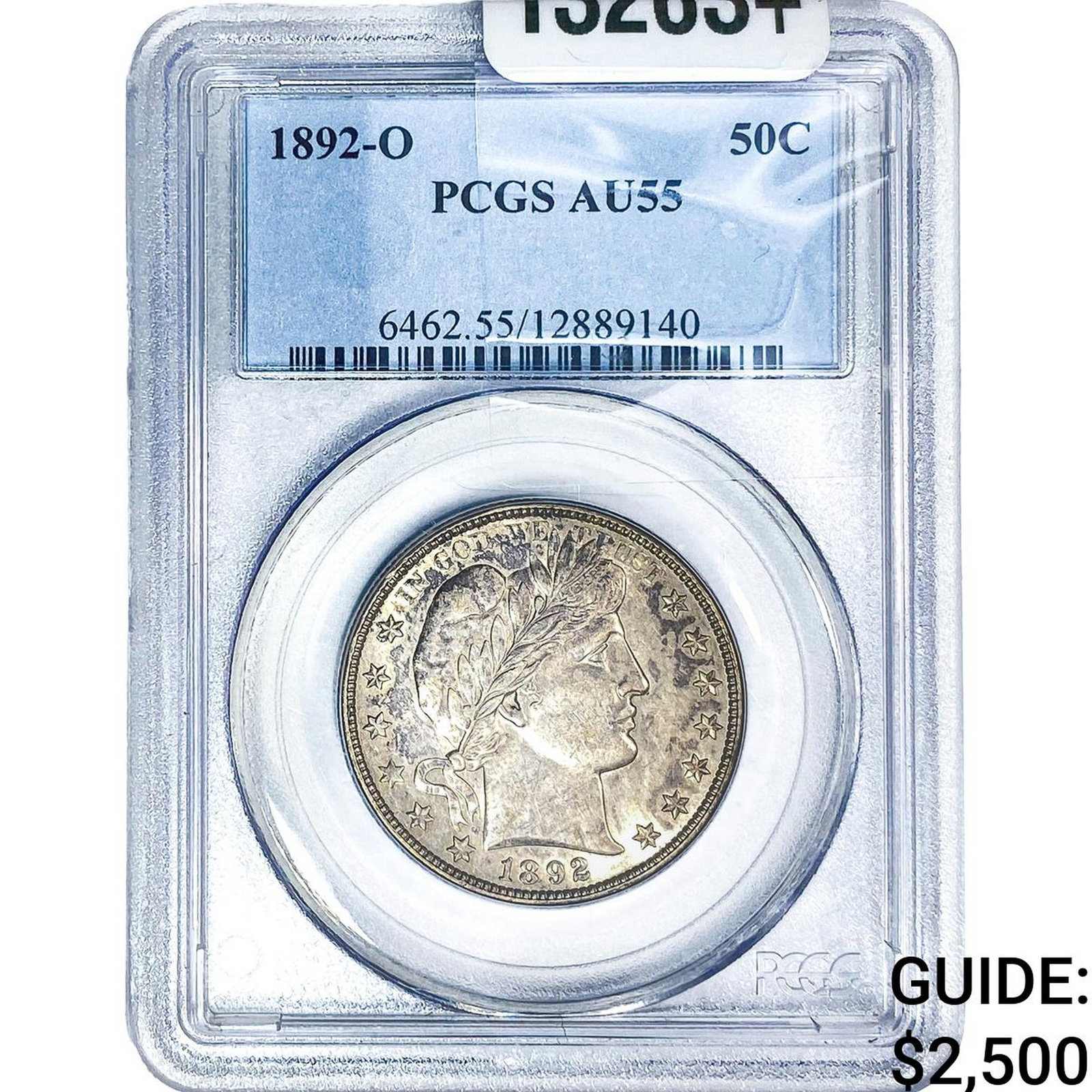 1892-O Barber Half Dollar PCGS AU55: 1892-O Barber Half Dollar PCGS AU55