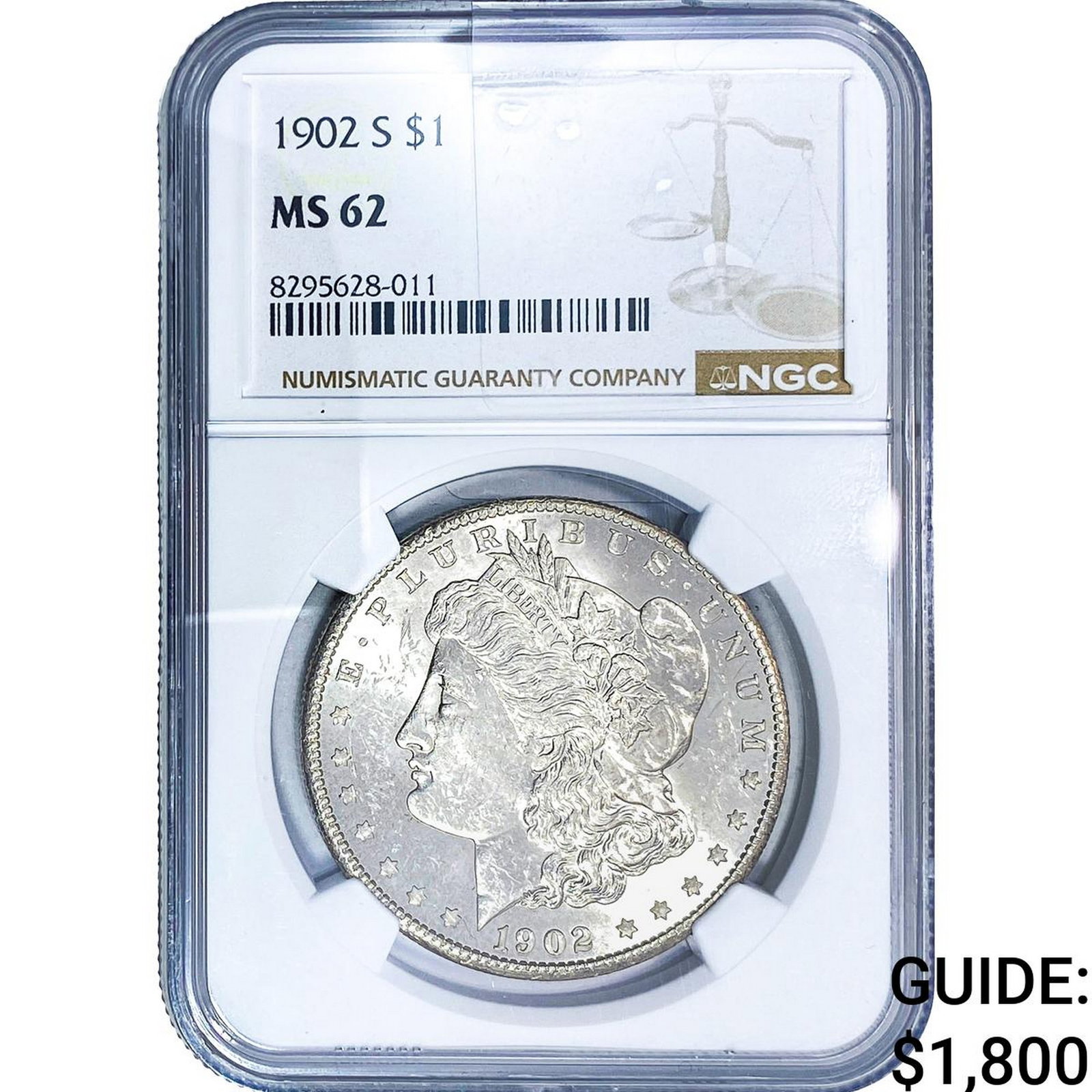1902-S Morgan Silver Dollar NGC MS62: 1902-S Morgan Silver Dollar NGC MS62