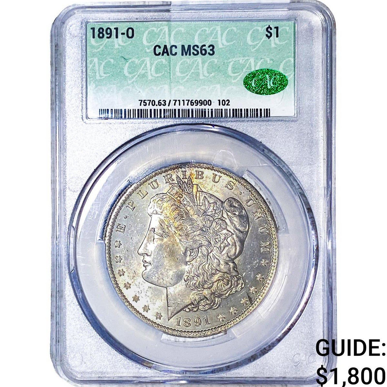 1891-O Morgan Silver Dollar CAC MS63: 1891-O Morgan Silver Dollar CAC MS63