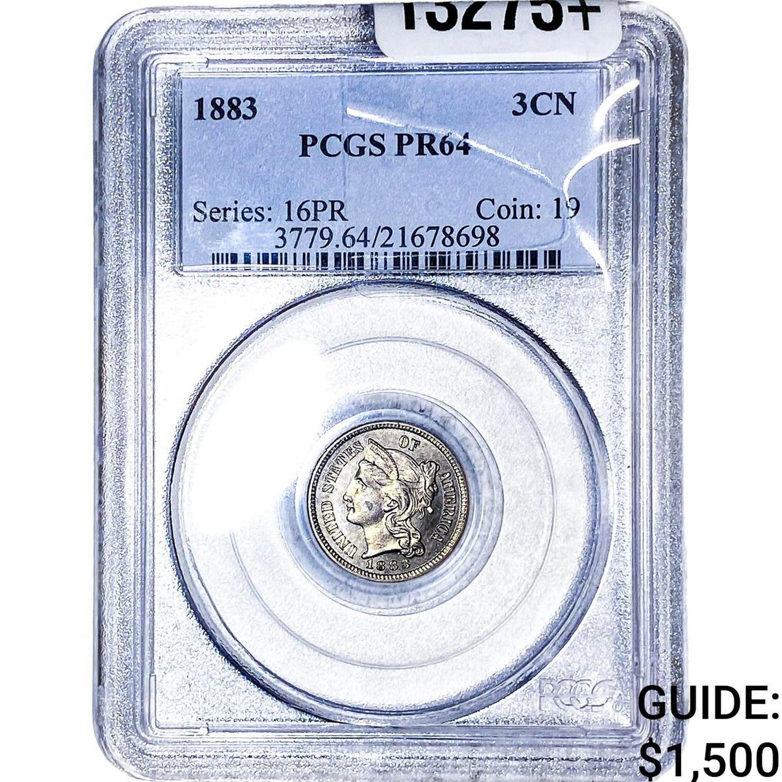 1883 Nickel Three Cent PCGS PR64: 1883 Nickel Three Cent PCGS PR64