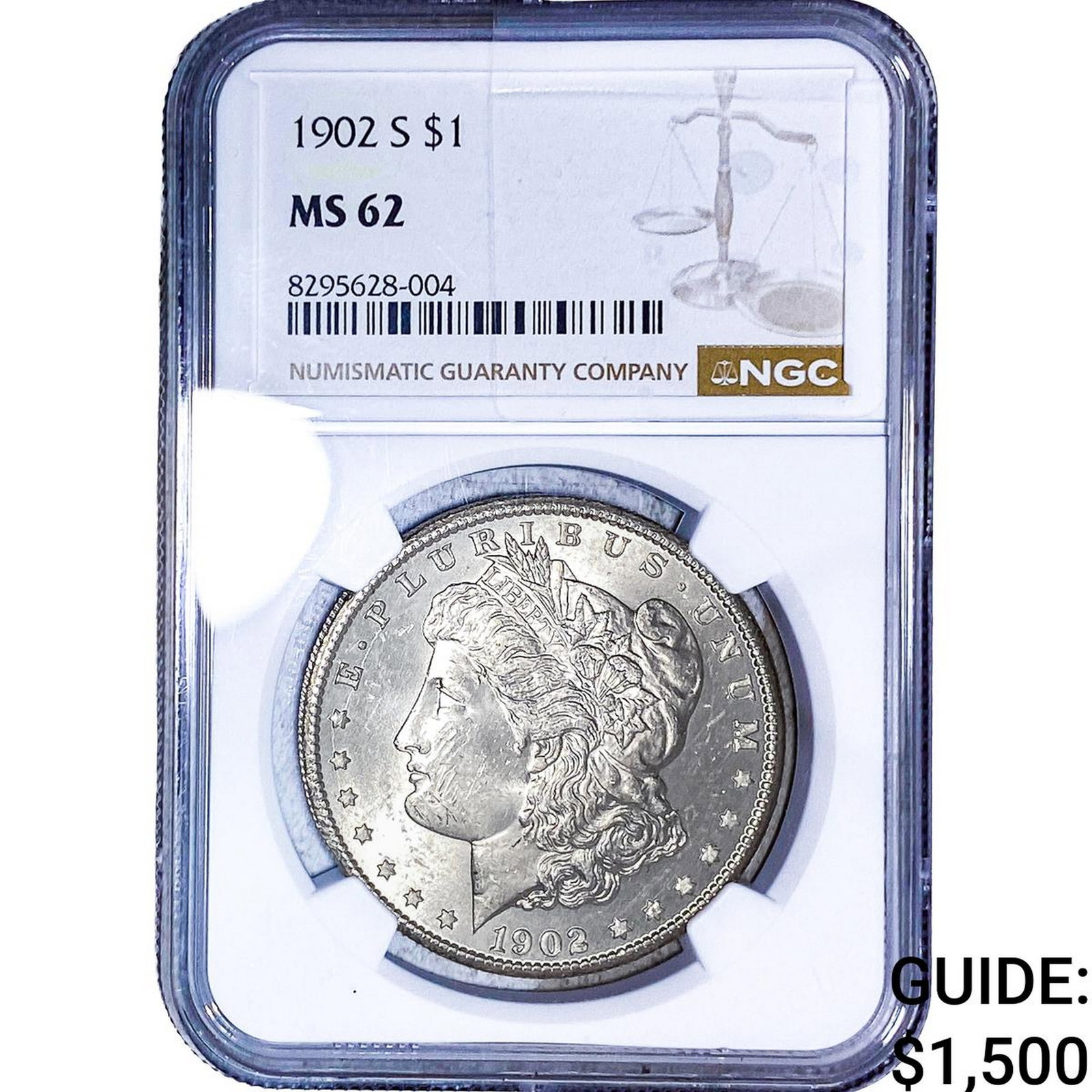 1902 Morgan Silver Dollar NGC MS62: 1902 Morgan Silver Dollar NGC MS62