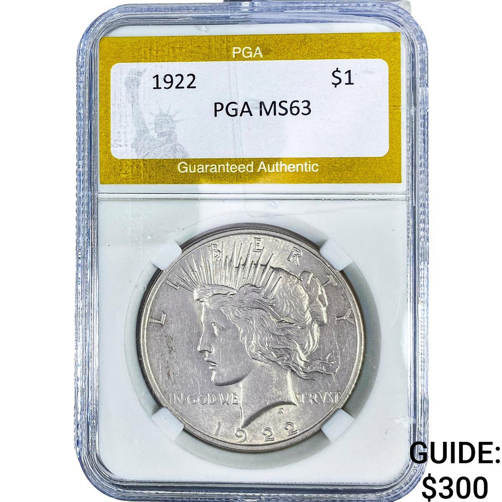 1922 Silver Peace Dollar PGA MS63: 1922 Silver Peace Dollar PGA MS63
