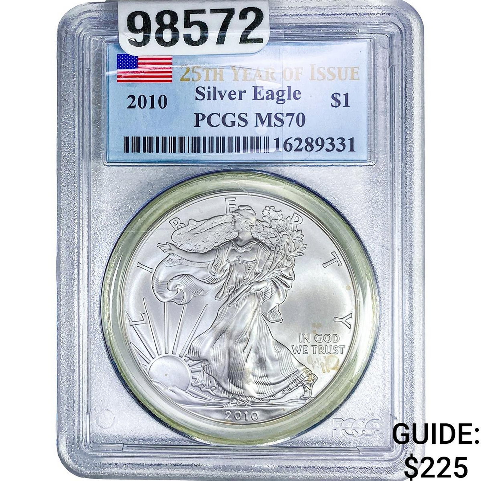 2010 Silver Eagle PCGS MS70: 2010 Silver Eagle PCGS MS70