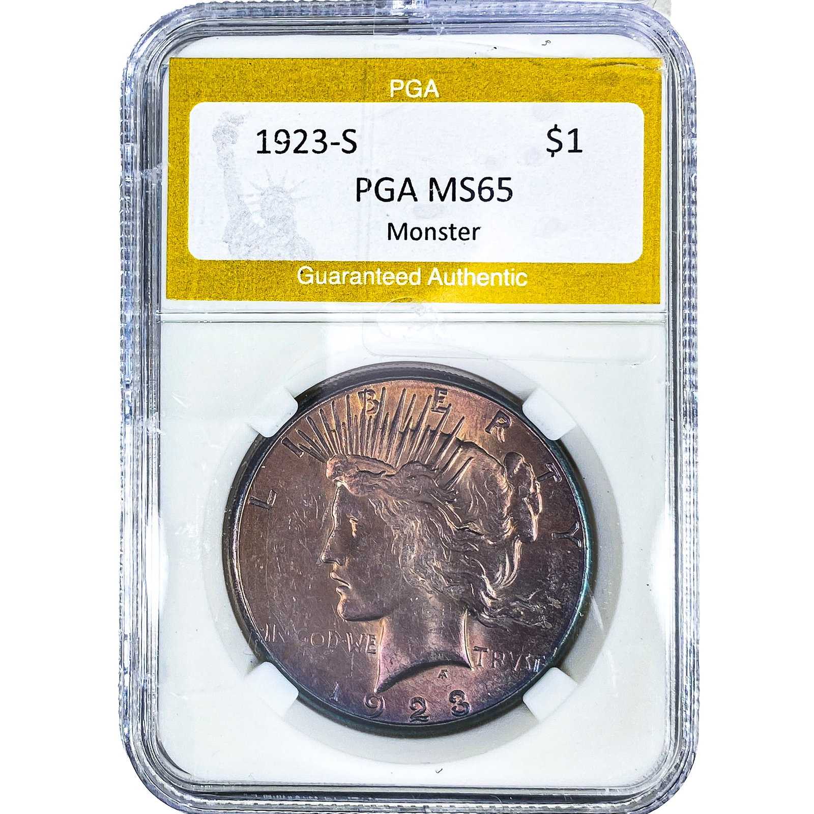 1923-S Silver Peace Dollar PGA MS65 Monster (1 of 2)