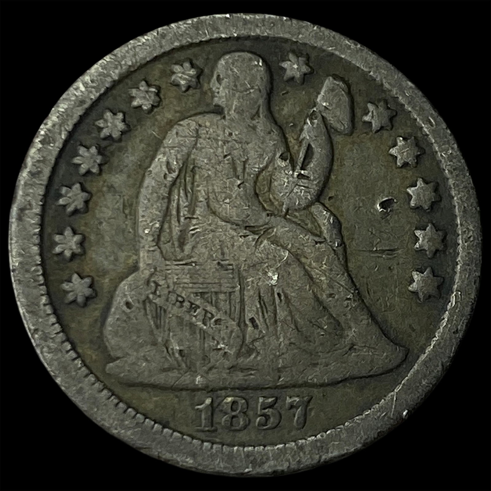 1857 Seated Liberty Dime NEARLY UNCIRCULATED: 1857 Seated Liberty Dime NEARLY UNCIRCULATED